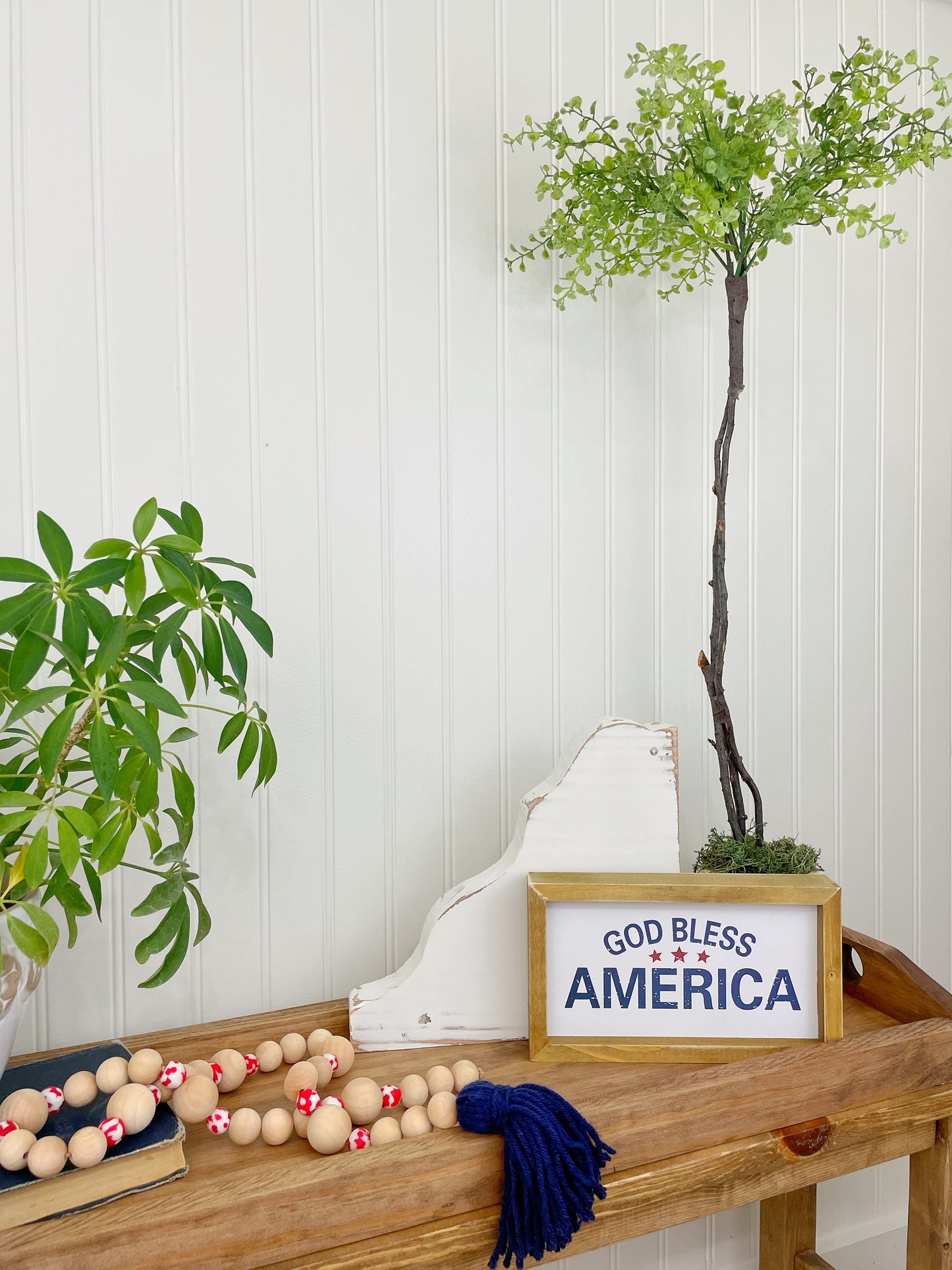 Patriotic Wood+Glass Decor Bead Strands