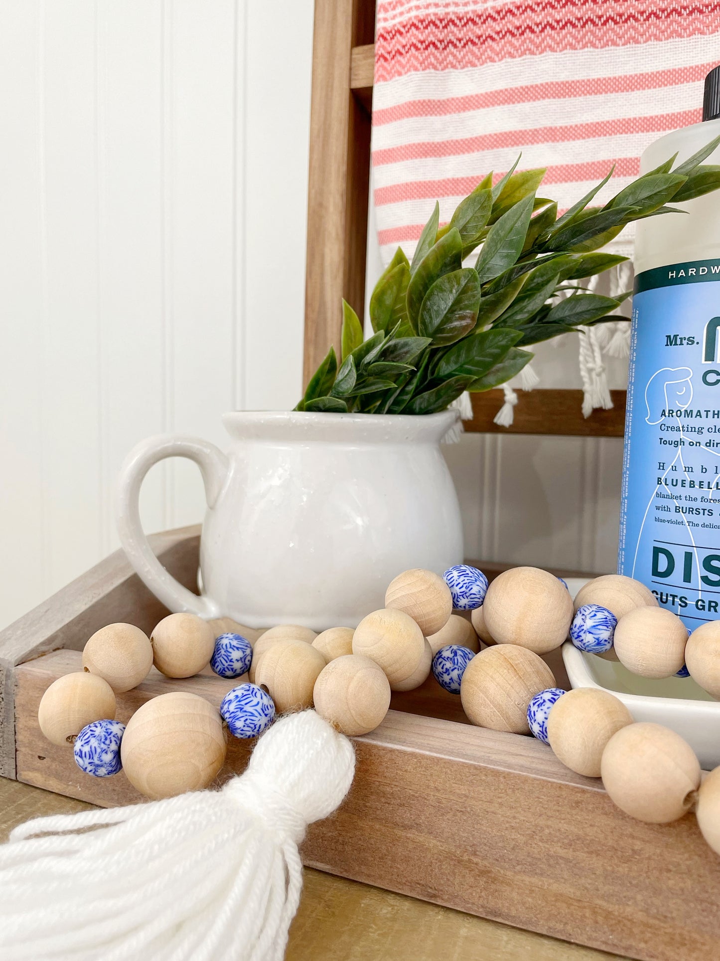 Patriotic Wood+Glass Decor Bead Strands