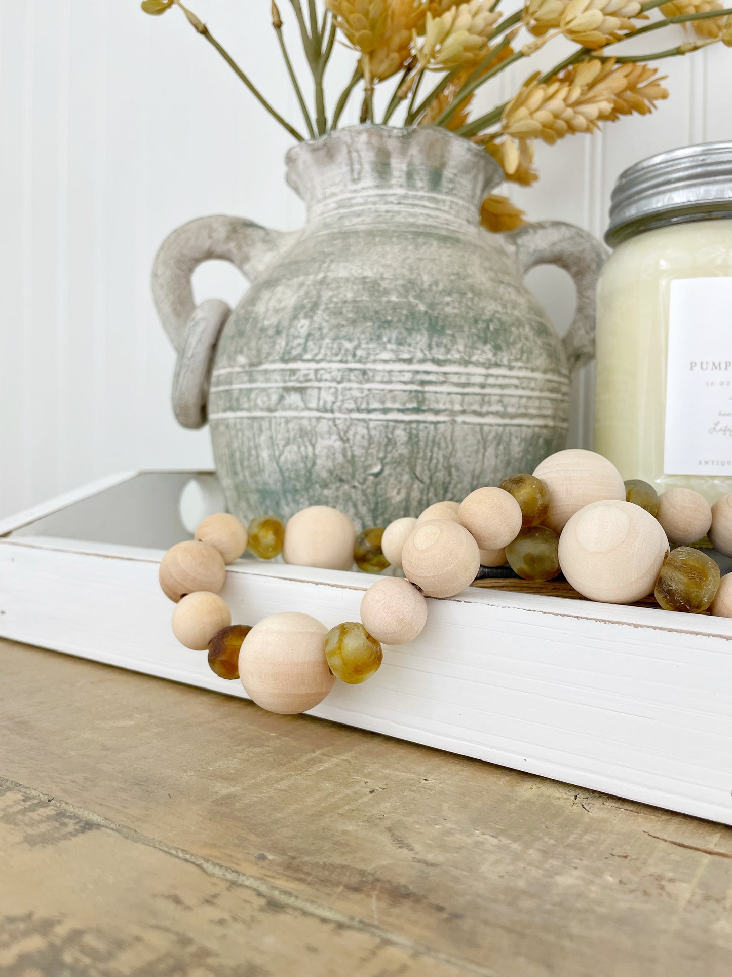 Fall Color- Wood & Glass Decor Bead Strands