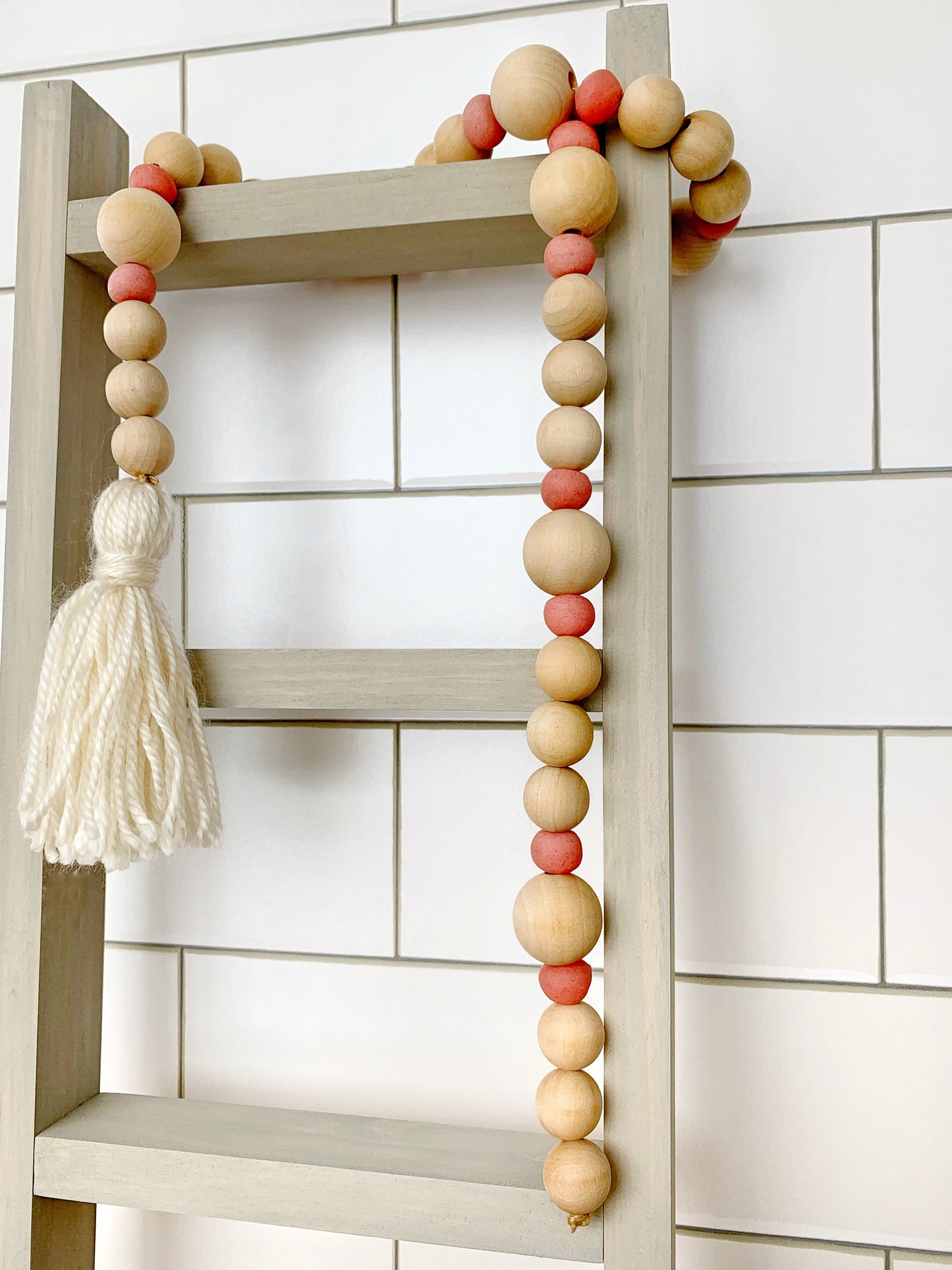 Wood+Glass Decor Bead Strands with Shades of Pink