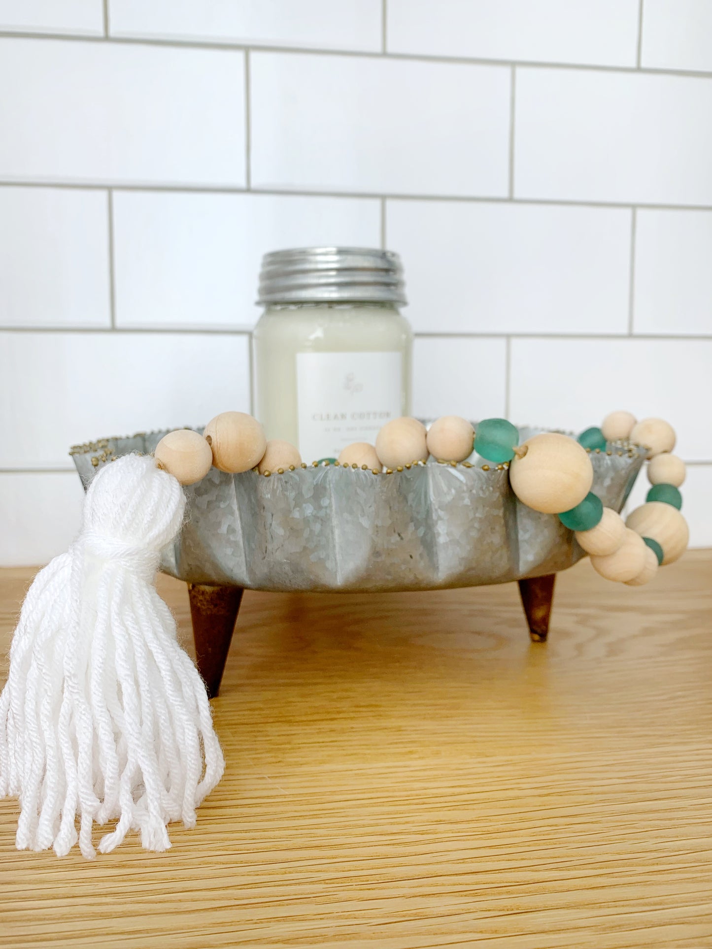 Wood+Glass Decor Bead Strands with Shades of Green