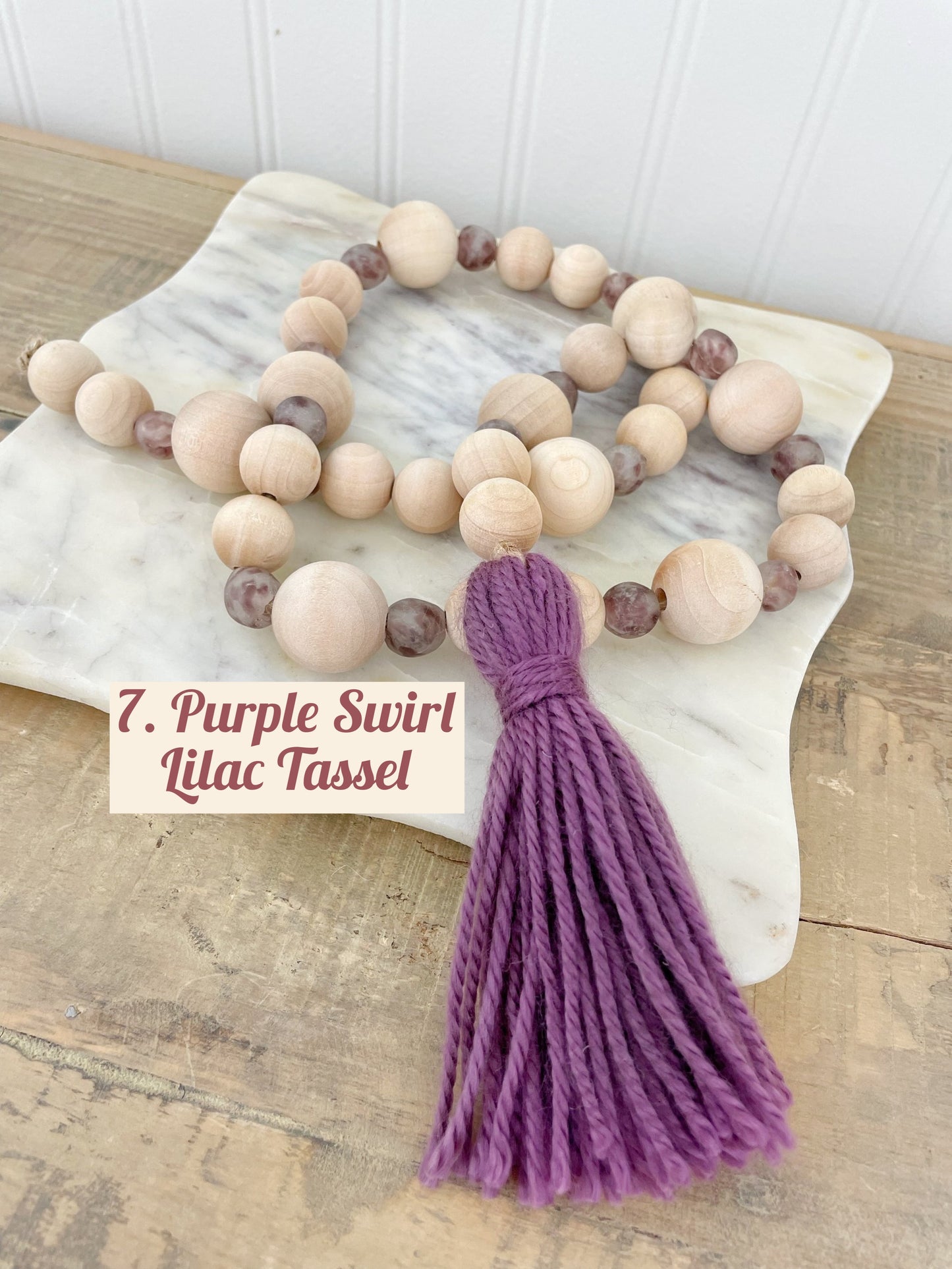 Wood+Glass Decor Bead Strands with Shades of Purple