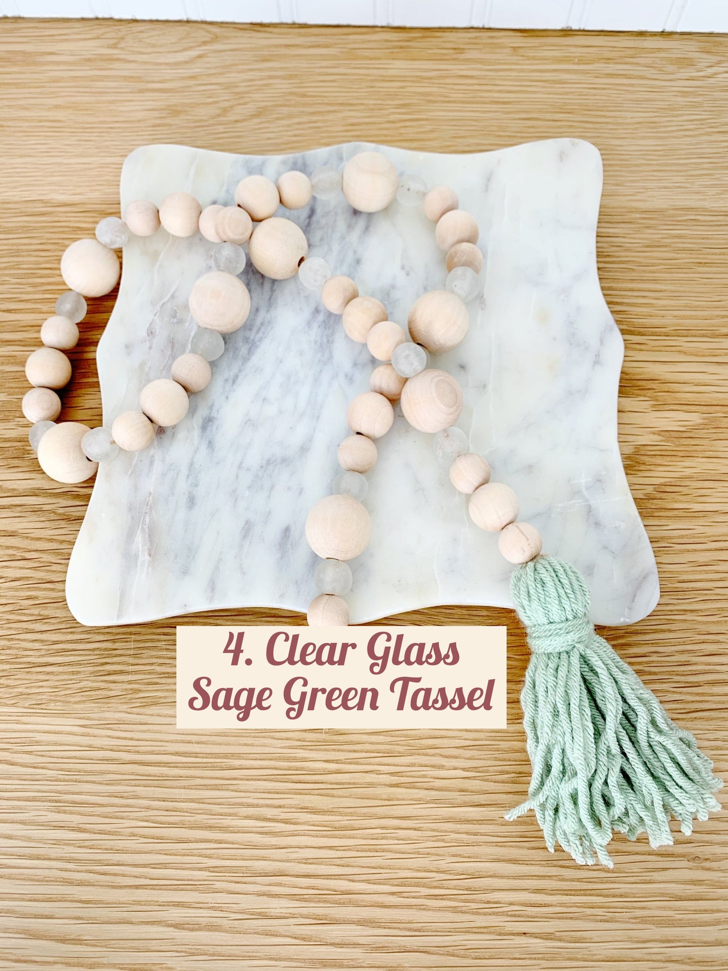 Wood+Glass Decor Bead Strands with Shades of Green