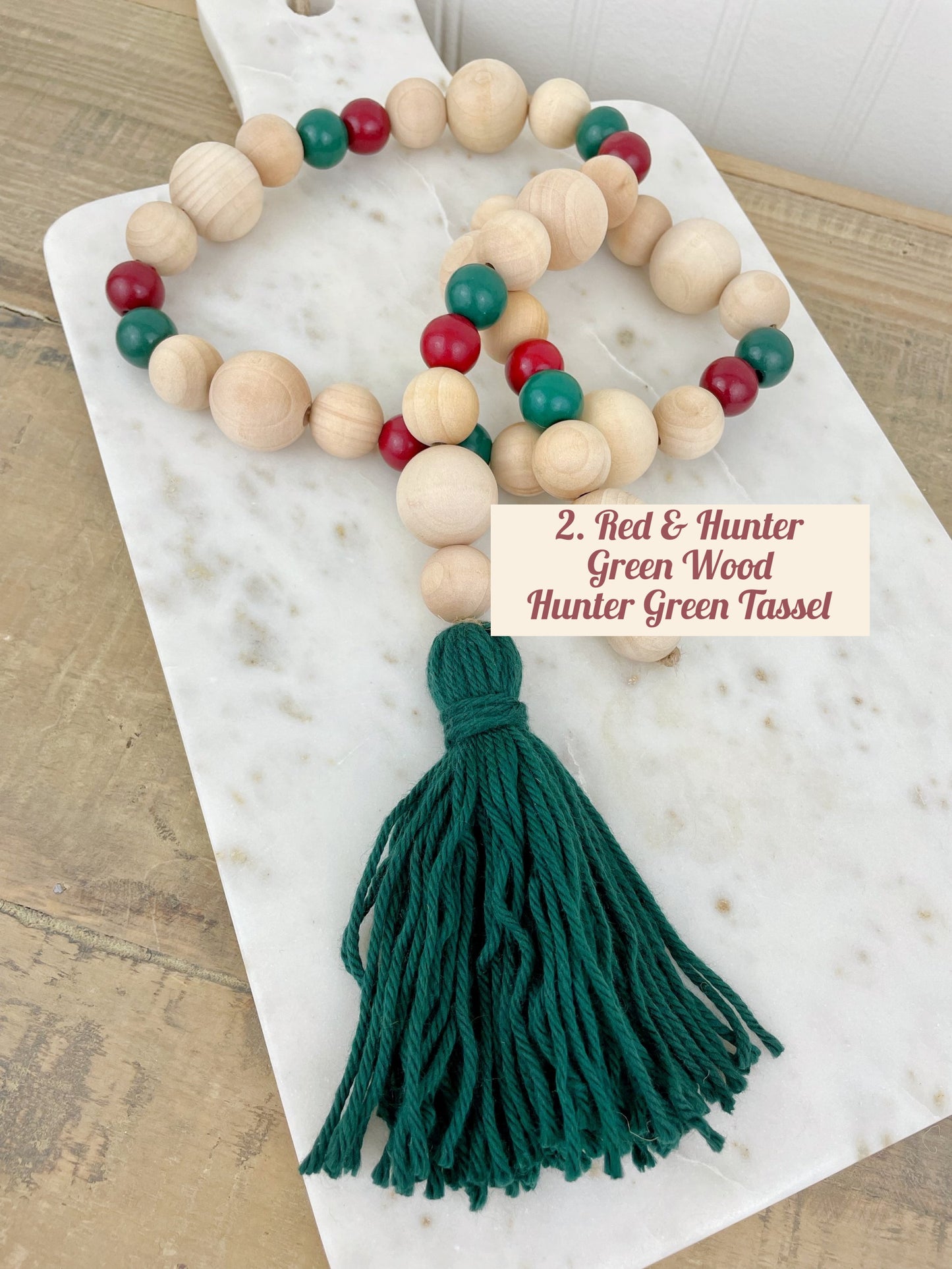 Holiday Mixed Wood Decor Bead Strand