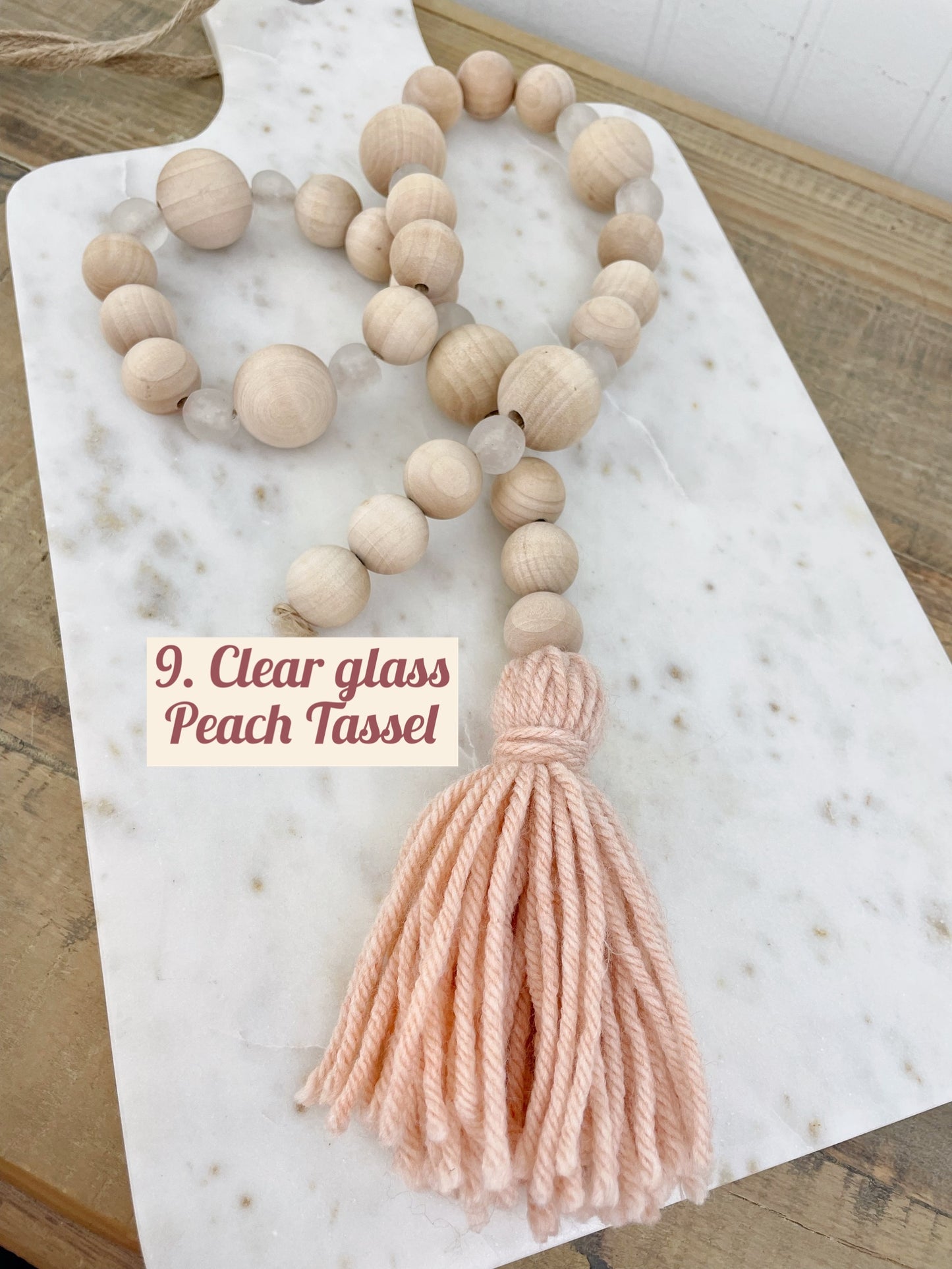 Wood+Glass Decor Bead Strands with Shades of Pink