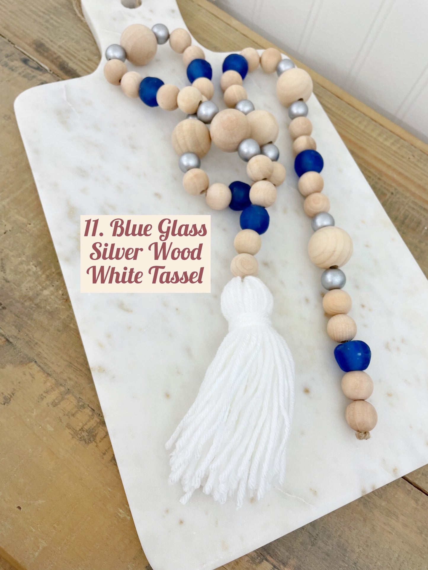 Holiday Wood & Glass Decor Bead Strands