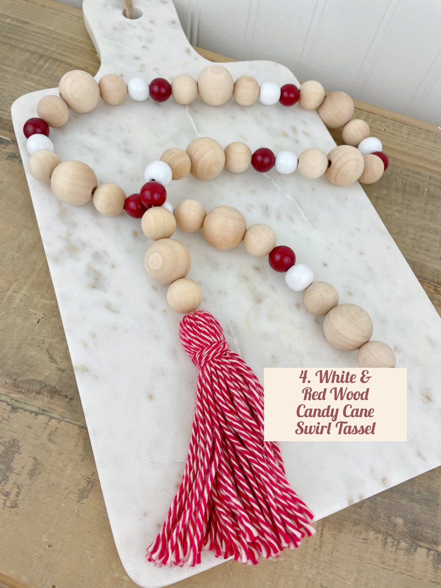 Holiday Mixed Wood Decor Bead Strand