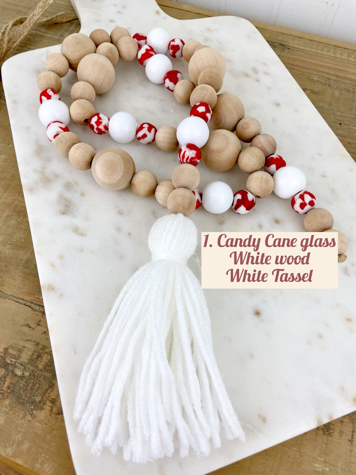 Holiday Wood & Glass Decor Bead Strands