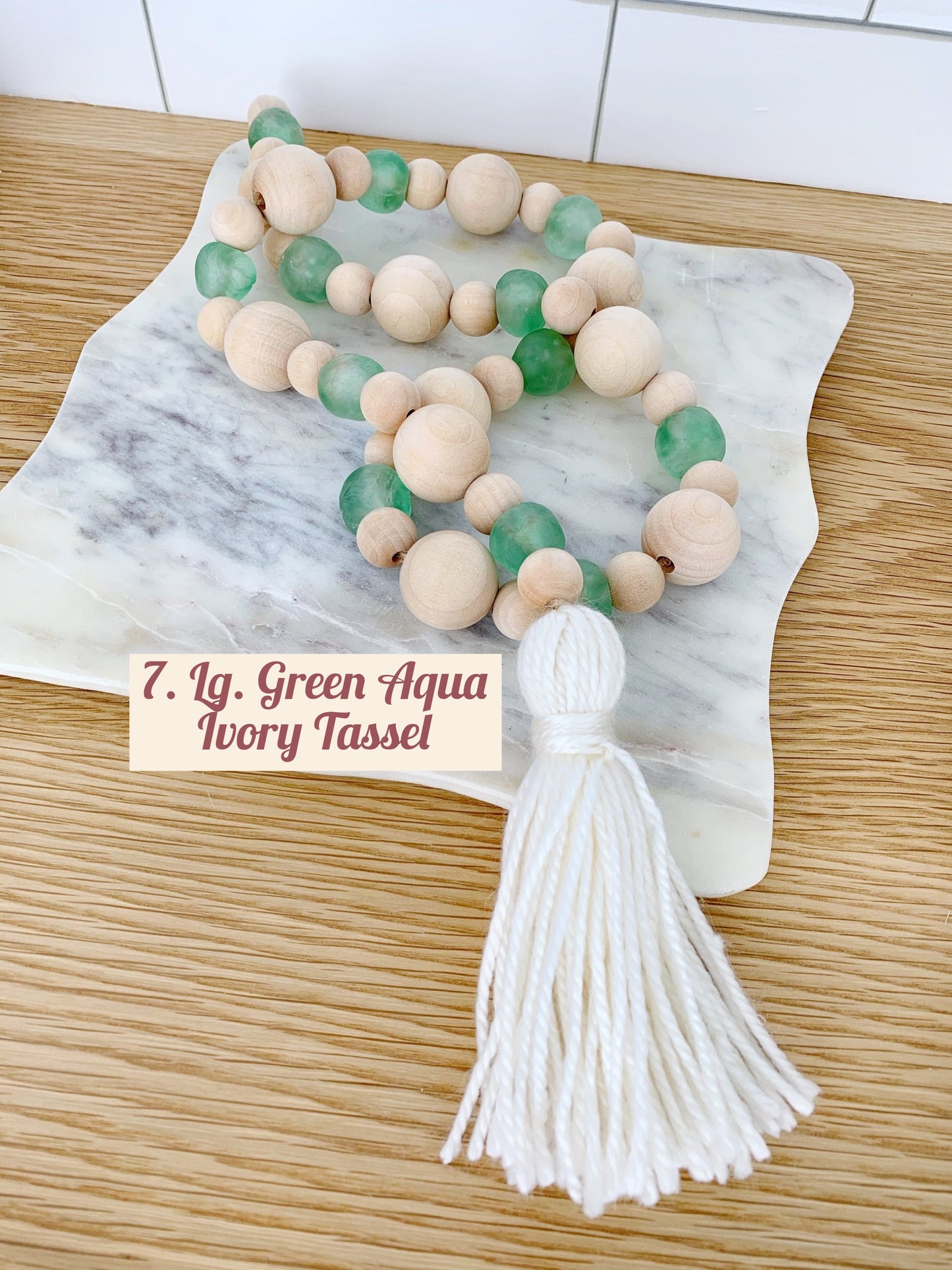 Wood+Glass Decor Bead Strands with Shades of Green