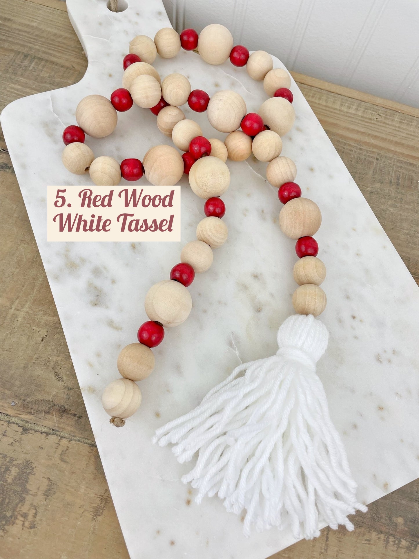 Holiday Mixed Wood Decor Bead Strand