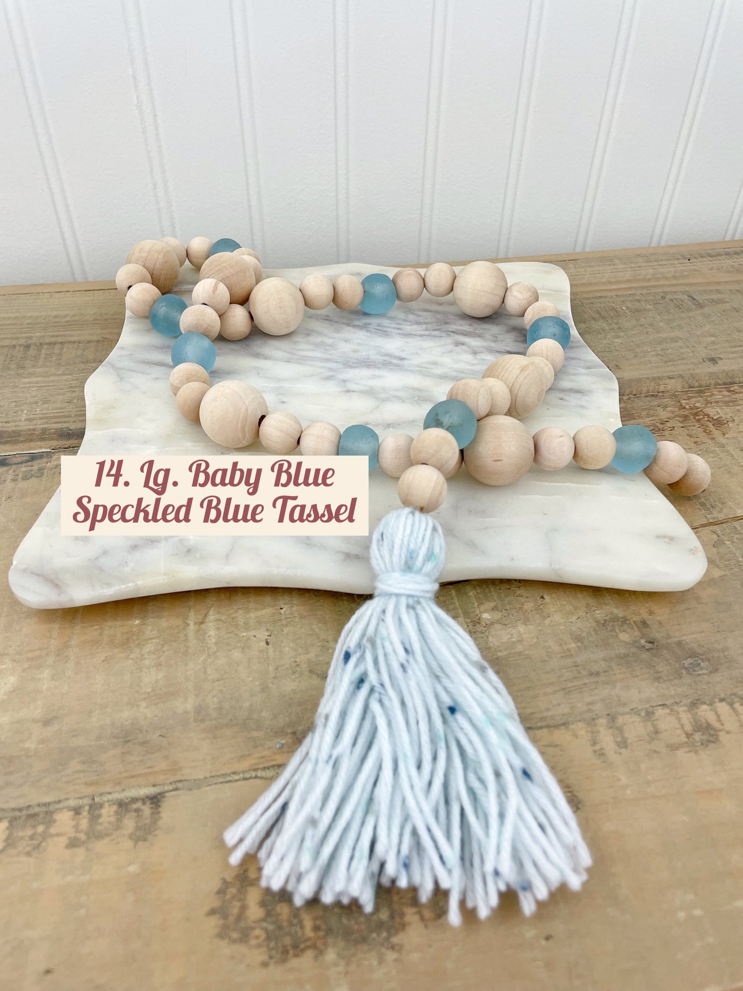 Wood+Glass Decor Bead Strands with Shades of Blue