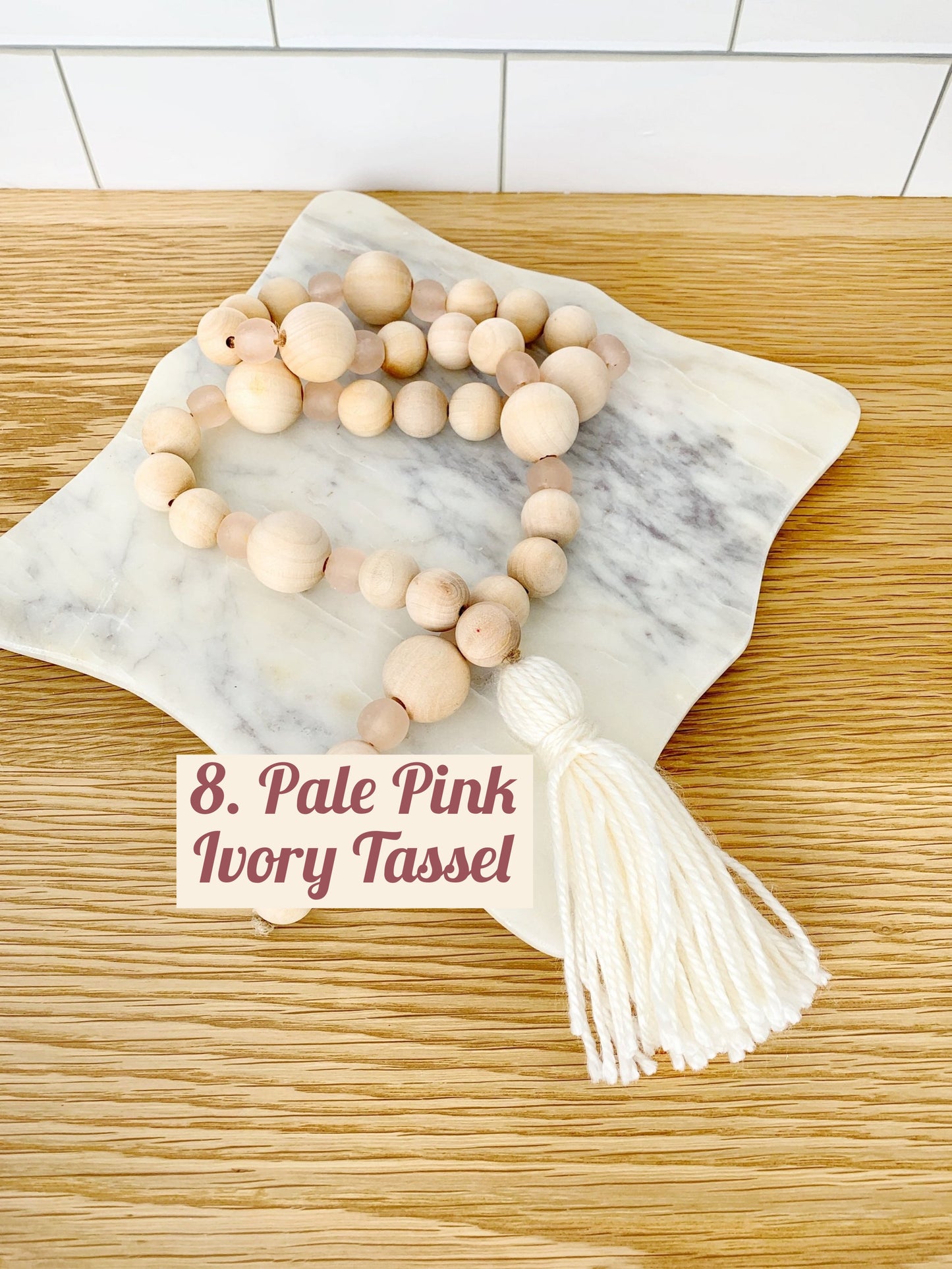 Wood+Glass Decor Bead Strands with Shades of Pink