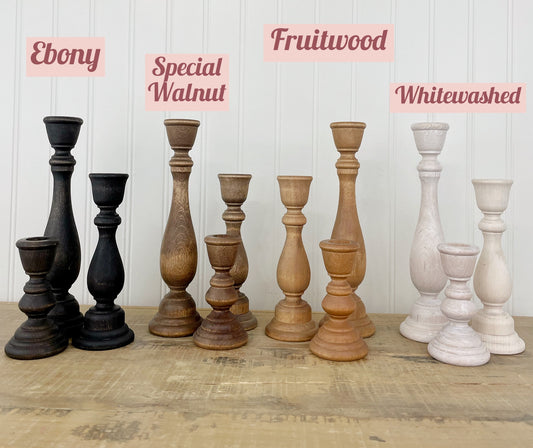 Set of 3 Wood Candlesticks