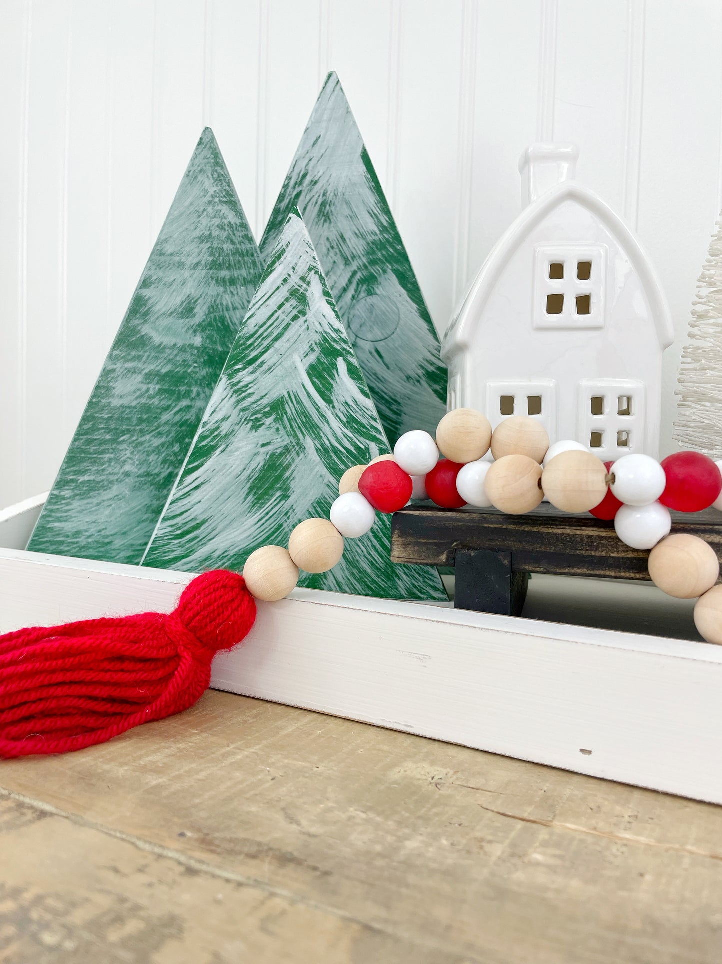 Holiday Wood & Glass Decor Bead Strands