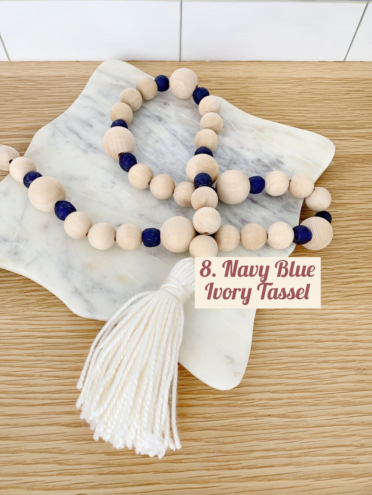 Wood+Glass Decor Bead Strands with Shades of Blue