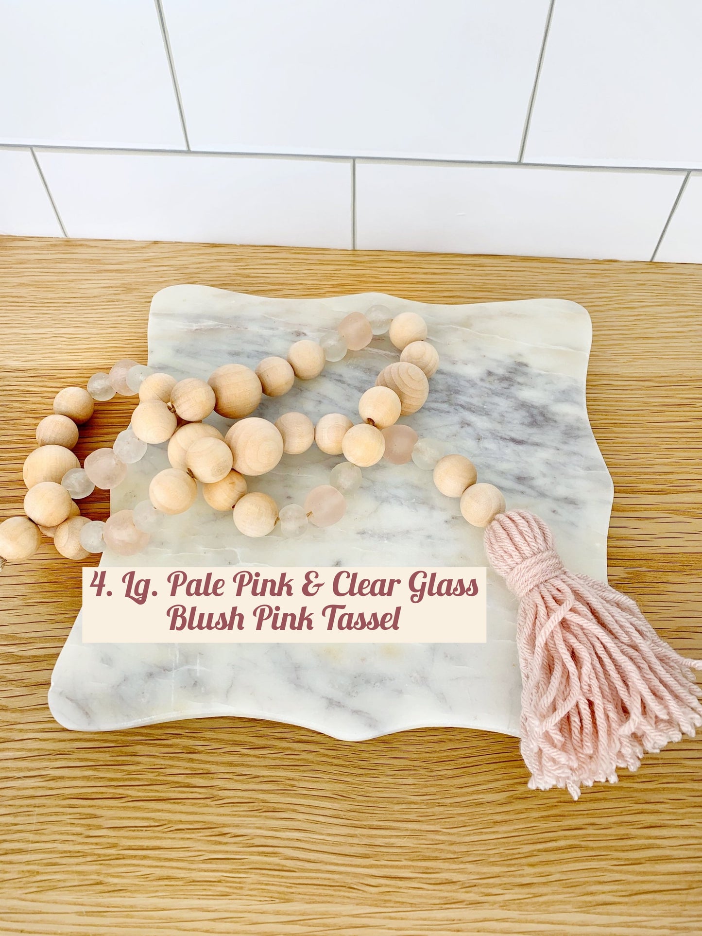 Wood+Glass Decor Bead Strands with Shades of Pink