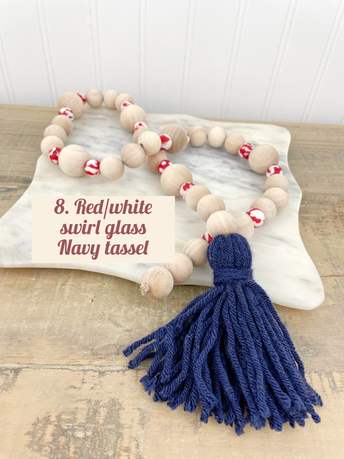 Patriotic Wood+Glass Decor Bead Strands