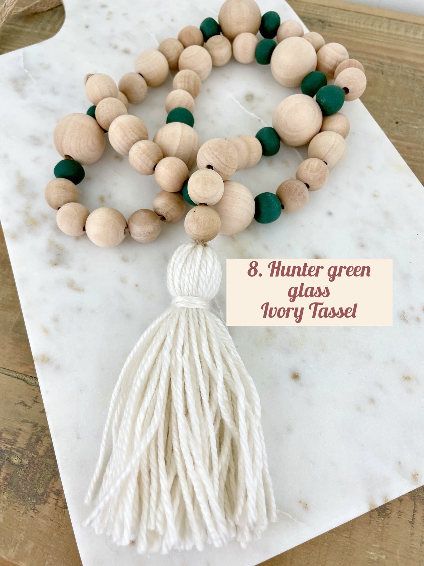 Holiday Wood & Glass Decor Bead Strands