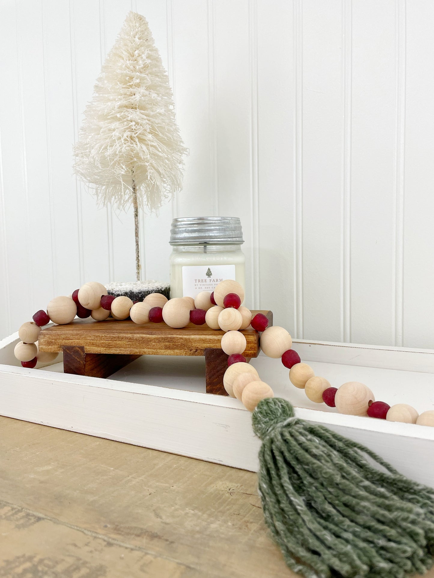 Holiday Wood & Glass Decor Bead Strands