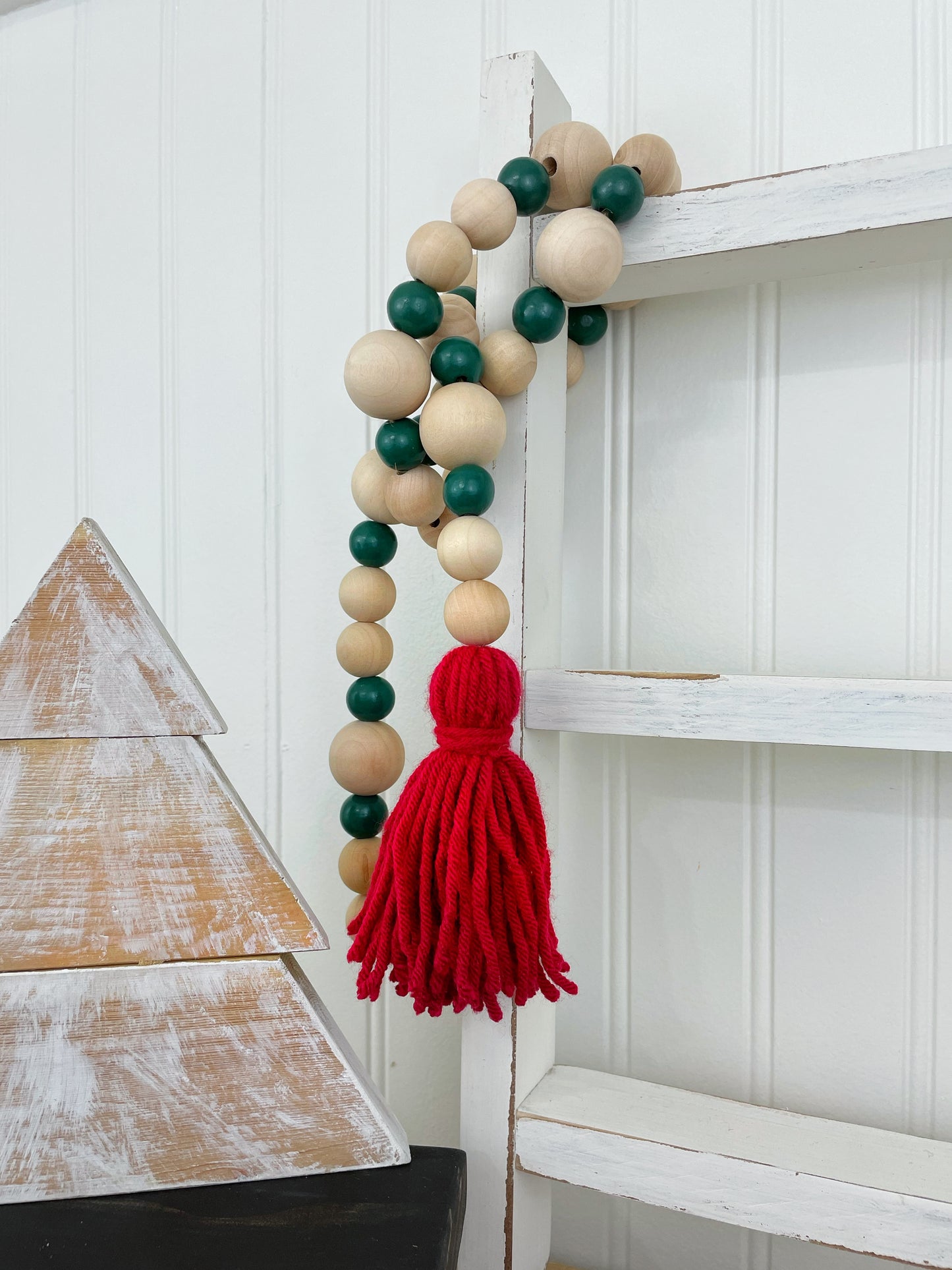 Holiday Mixed Wood Decor Bead Strand