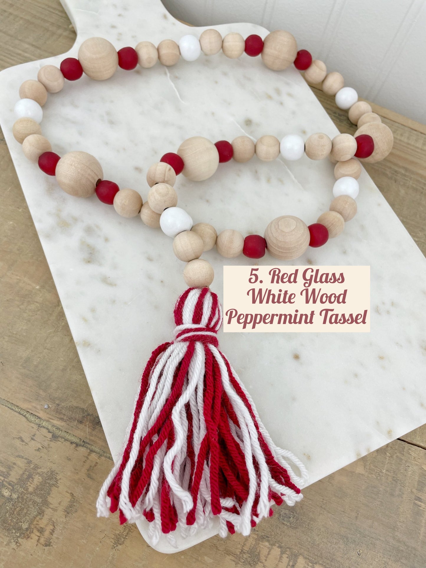 Holiday Wood & Glass Decor Bead Strands