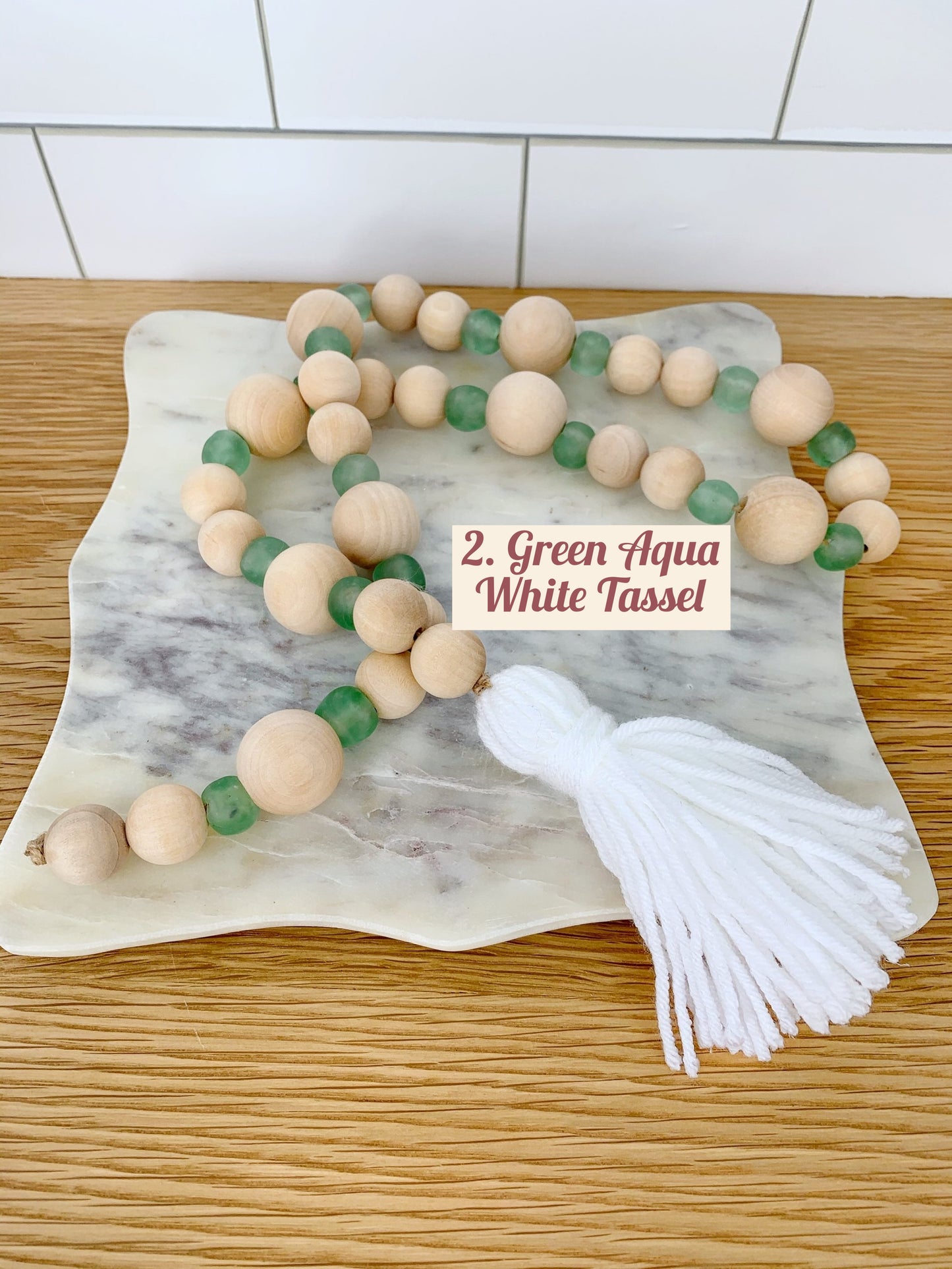 Wood+Glass Decor Bead Strands with Shades of Green