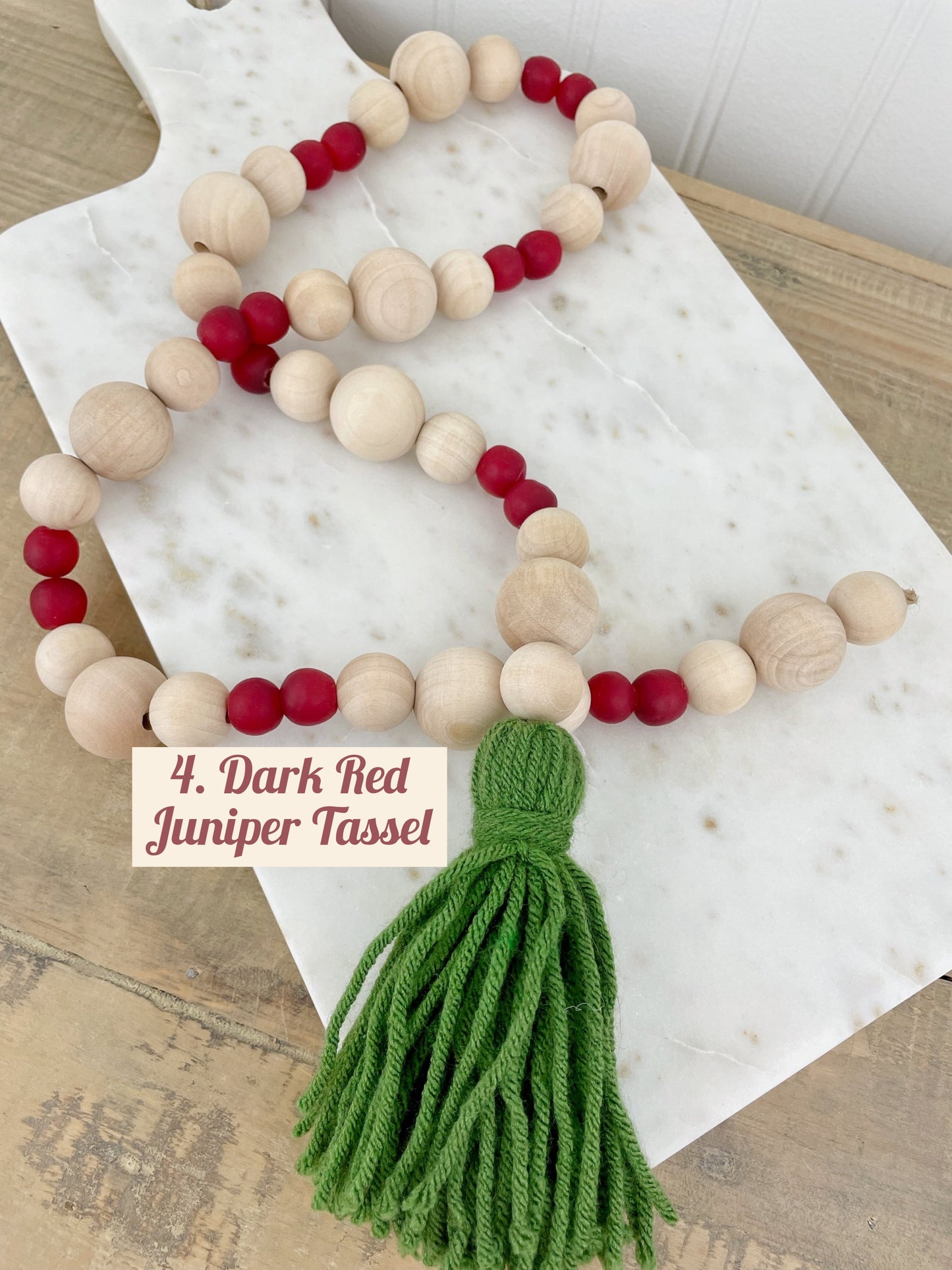 Holiday Wood & Glass Decor Bead Strands