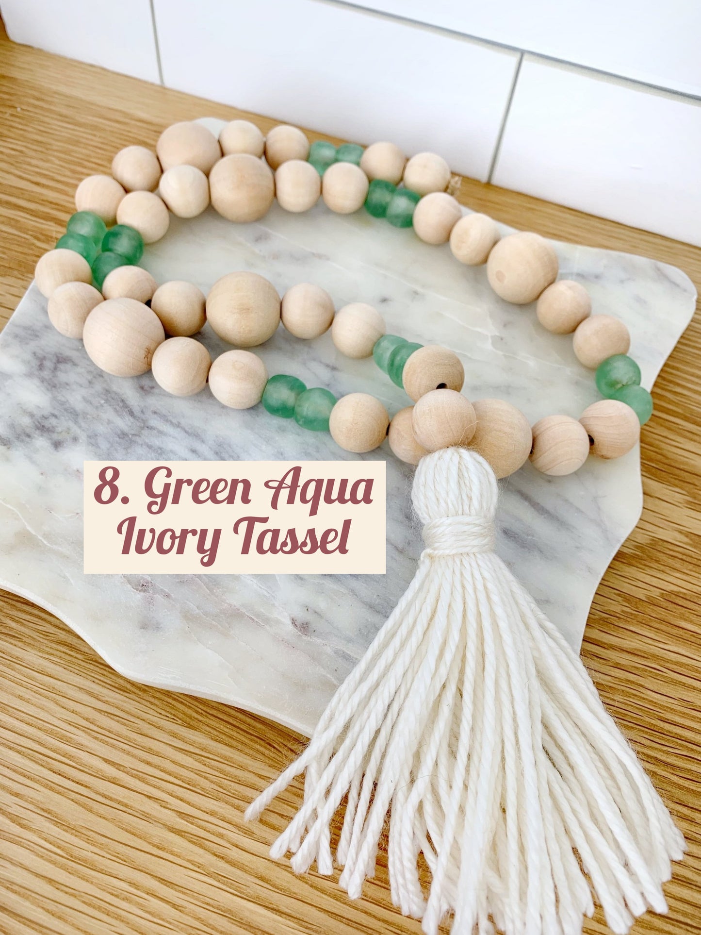 Wood+Glass Decor Bead Strands with Shades of Green