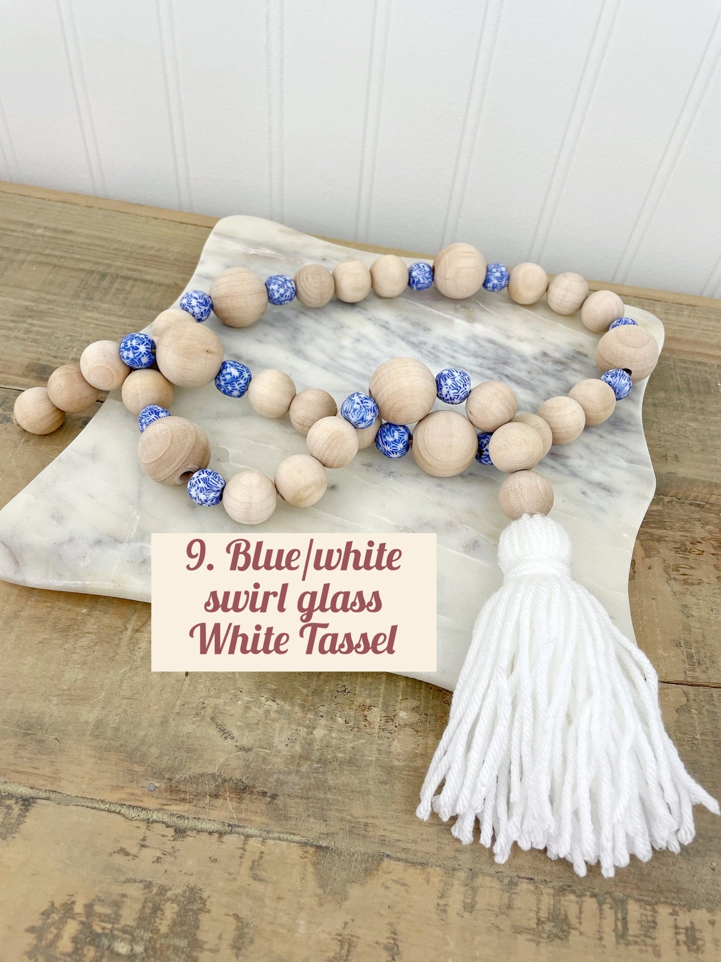 Patriotic Wood+Glass Decor Bead Strands