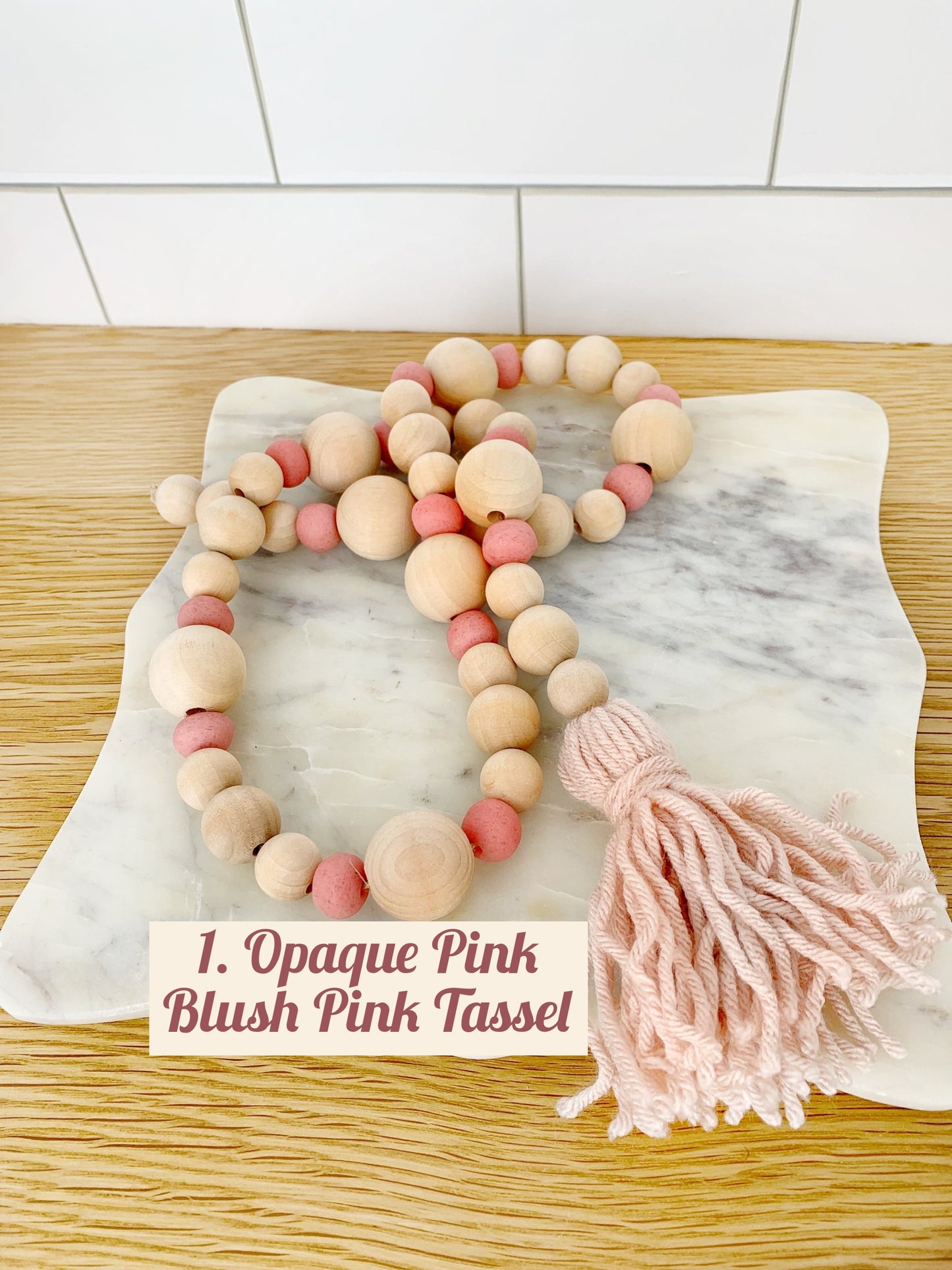 Wood+Glass Decor Bead Strands with Shades of Pink