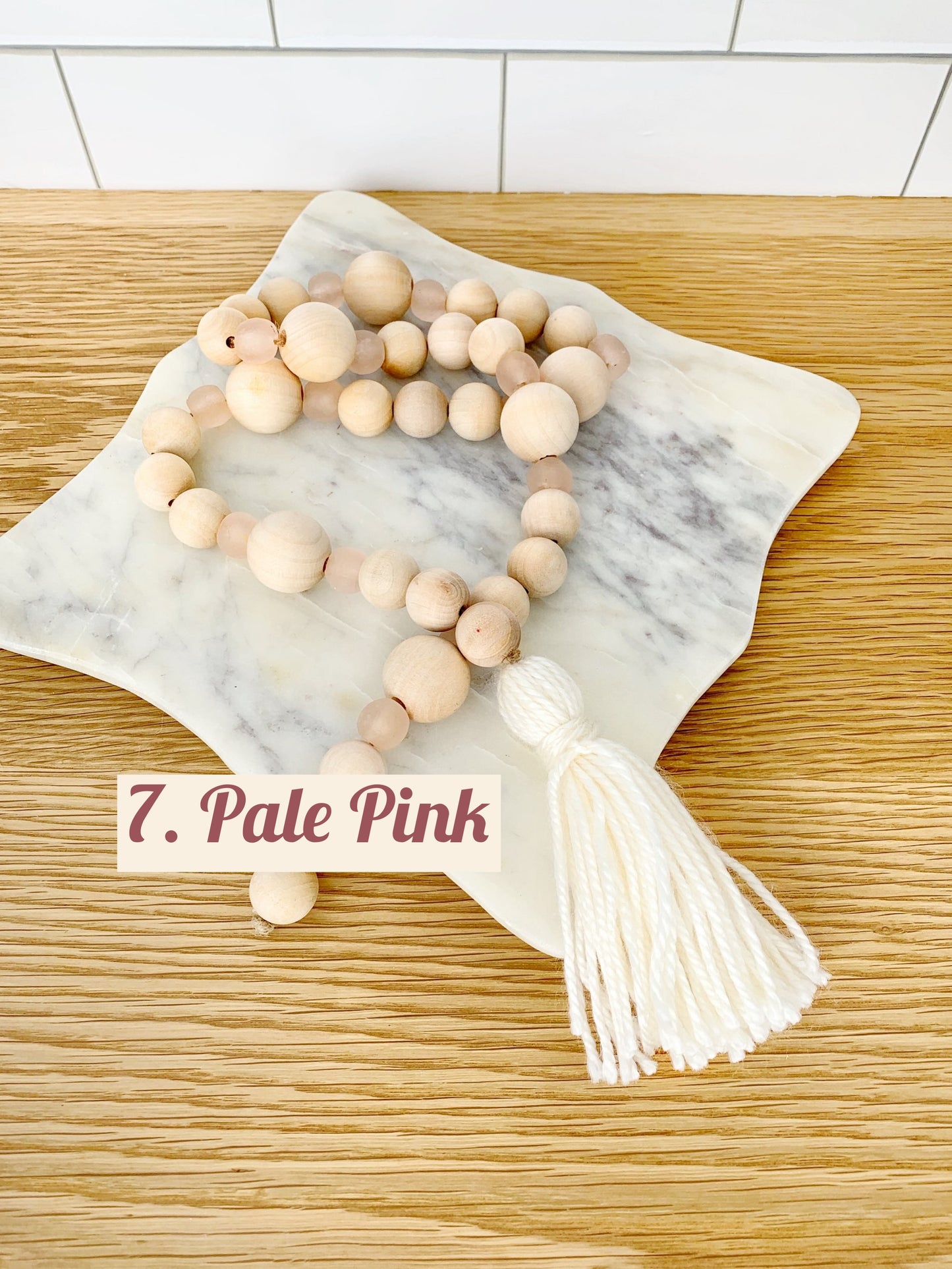 Wood+Glass Decor Bead Strand with Ivory Tassel