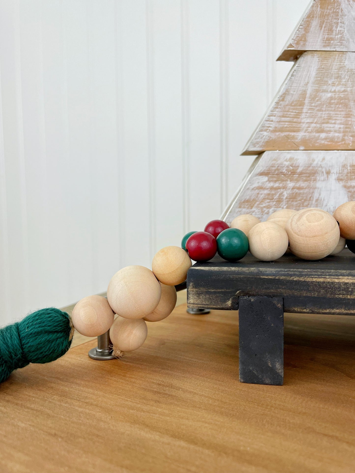 Holiday Mixed Wood Decor Bead Strand