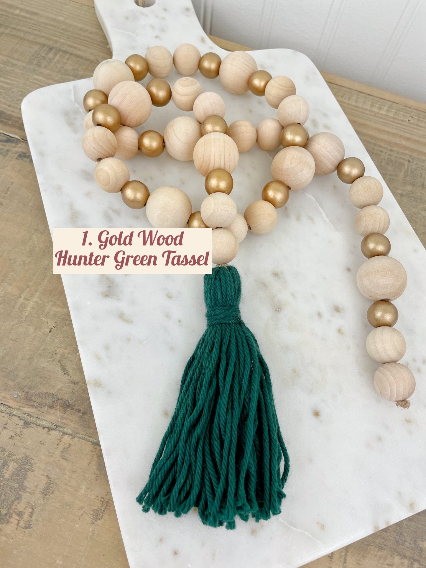 Holiday Mixed Wood Decor Bead Strand