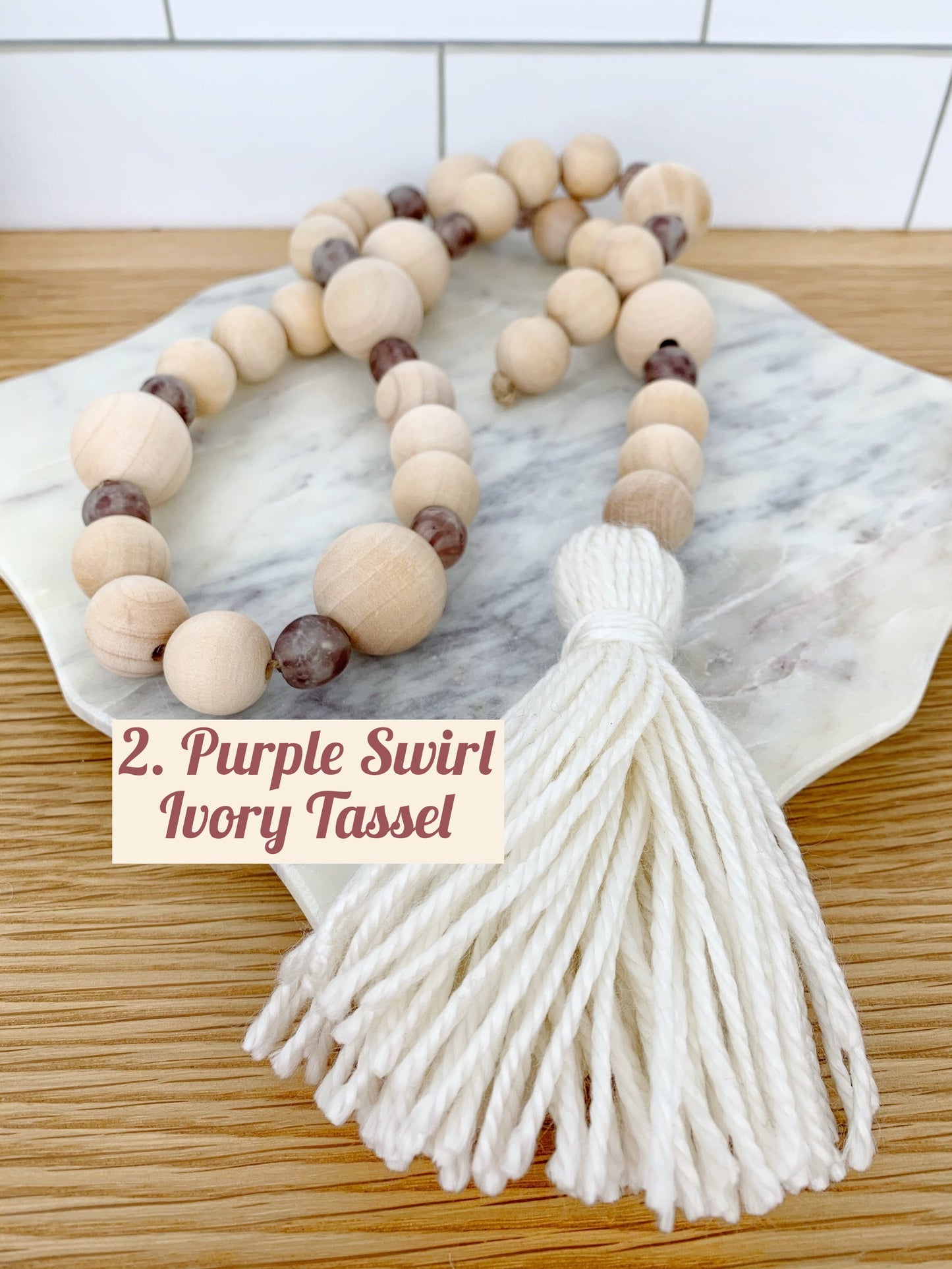 Wood+Glass Decor Bead Strands with Shades of Purple