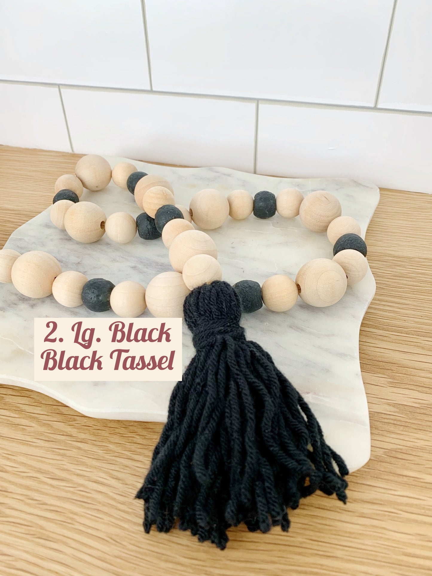 Wood+Glass Decor Bead Strands with Shades of Grey/Black