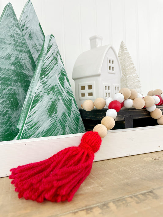 Holiday Wood & Glass Decor Bead Strands