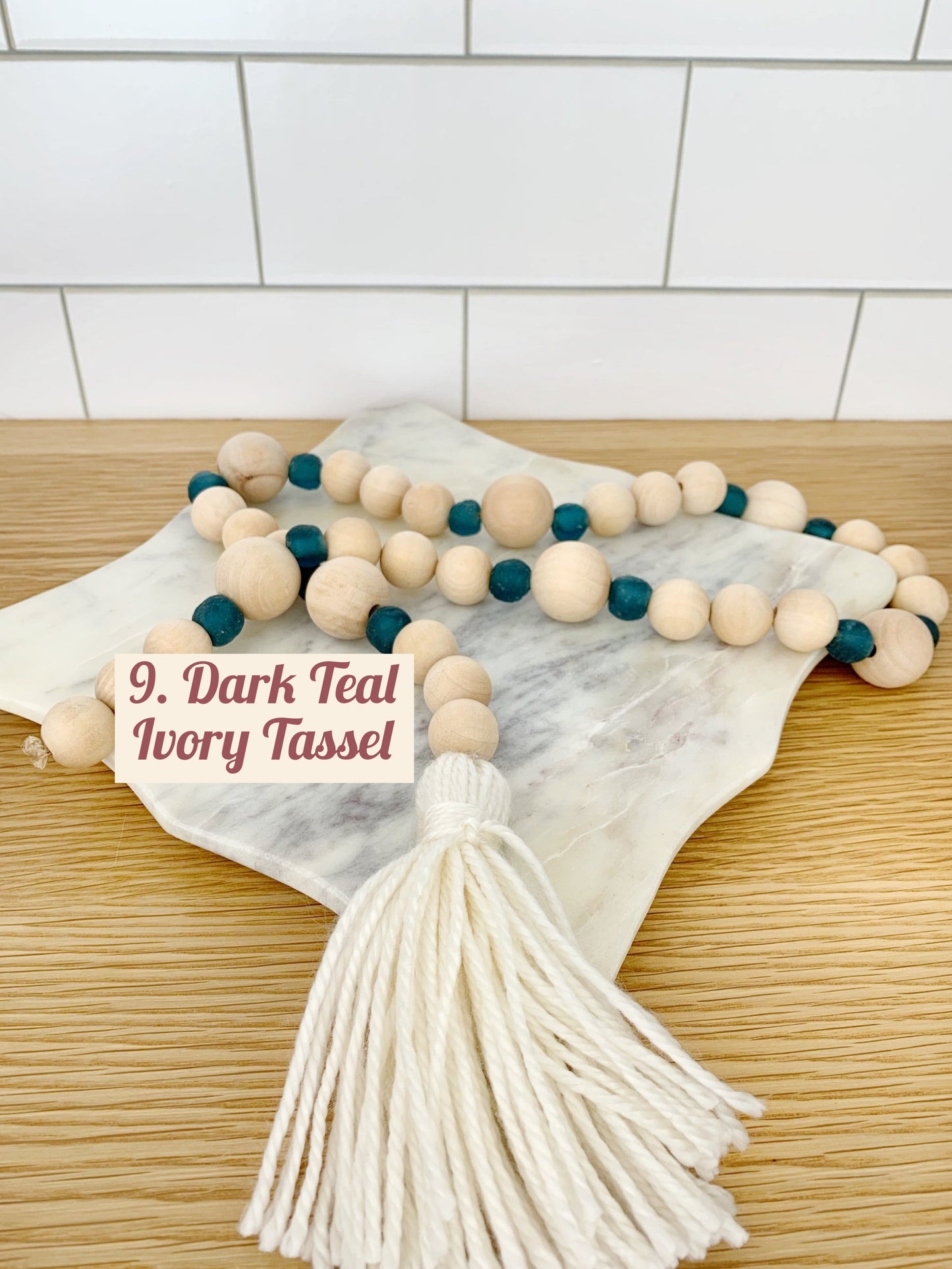 Wood+Glass Decor Bead Strands with Shades of Blue