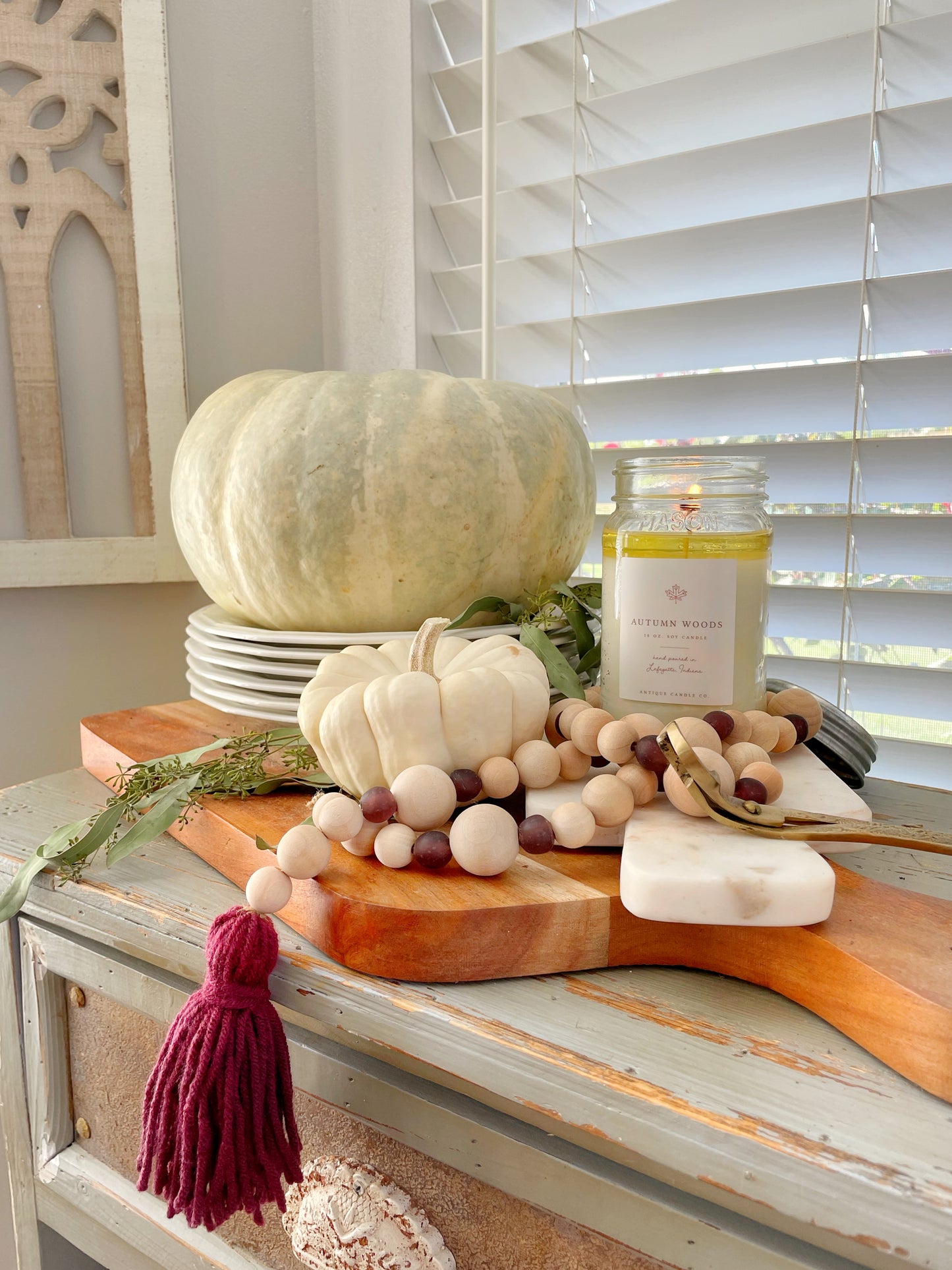 Fall Color- Wood & Glass Decor Bead Strands