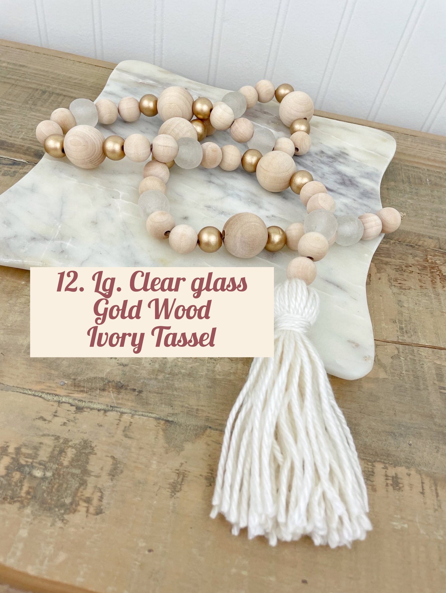 Holiday Wood & Glass Decor Bead Strands