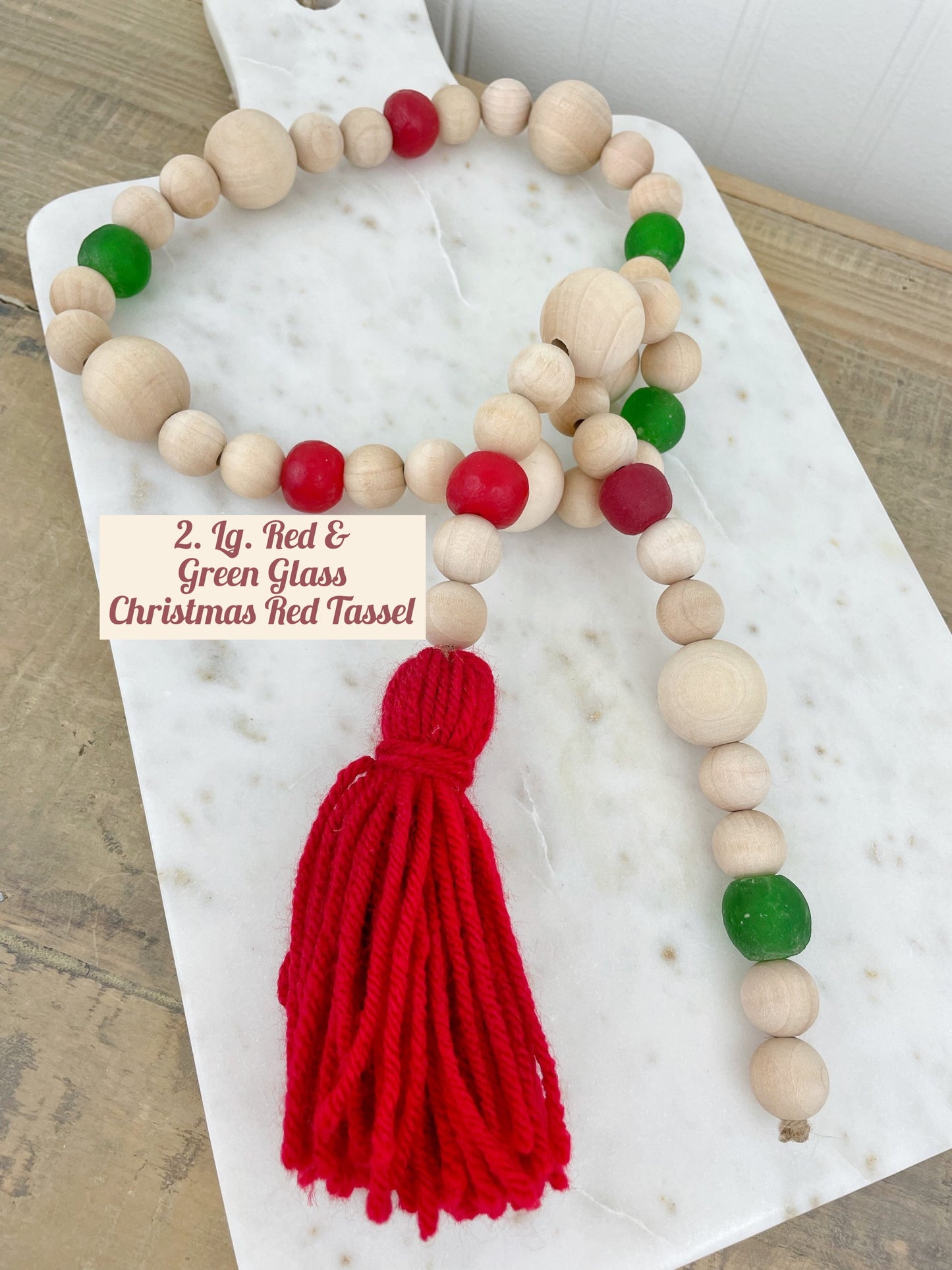 Holiday Wood & Glass Decor Bead Strands