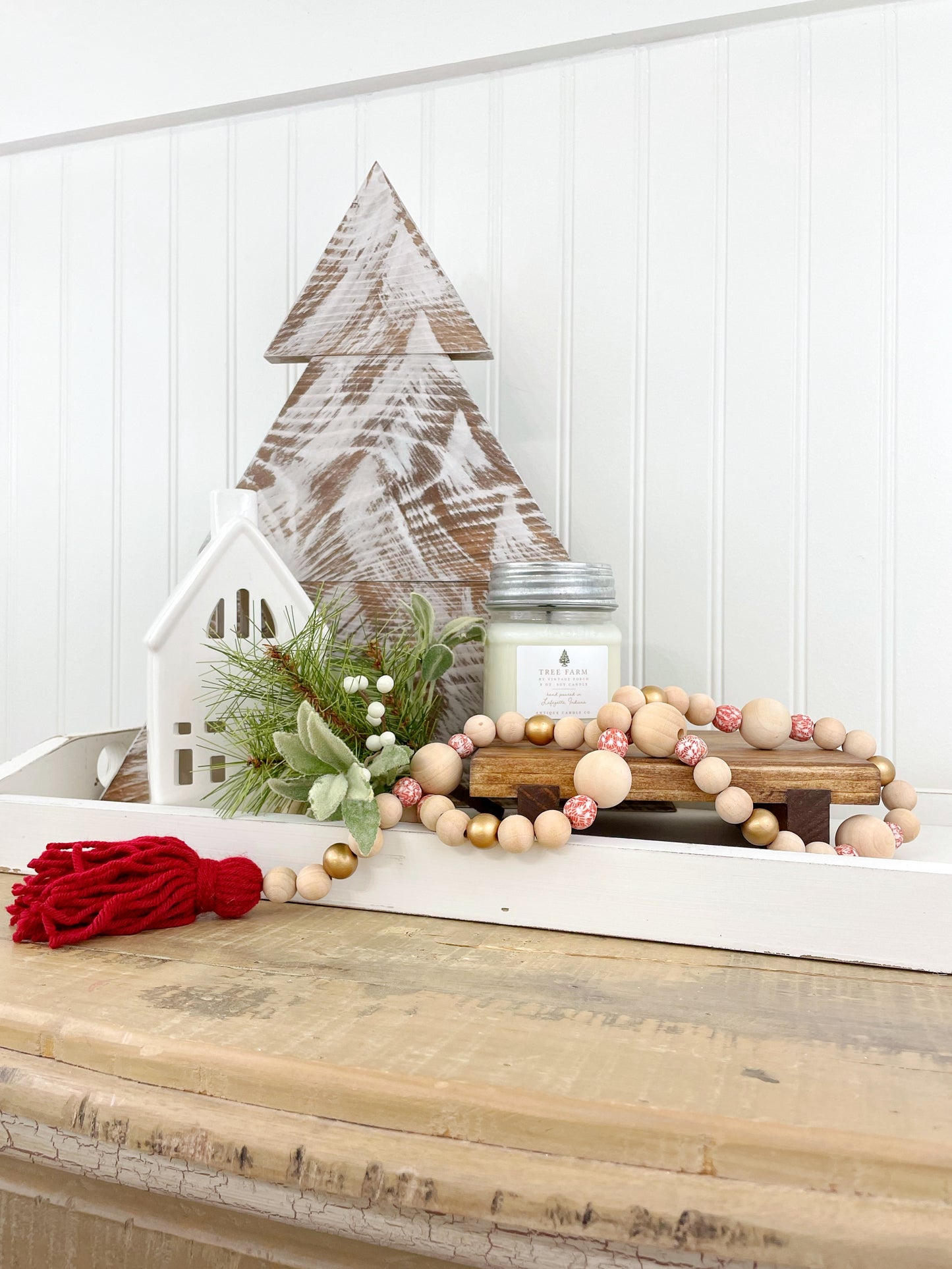 Holiday Wood & Glass Decor Bead Strands