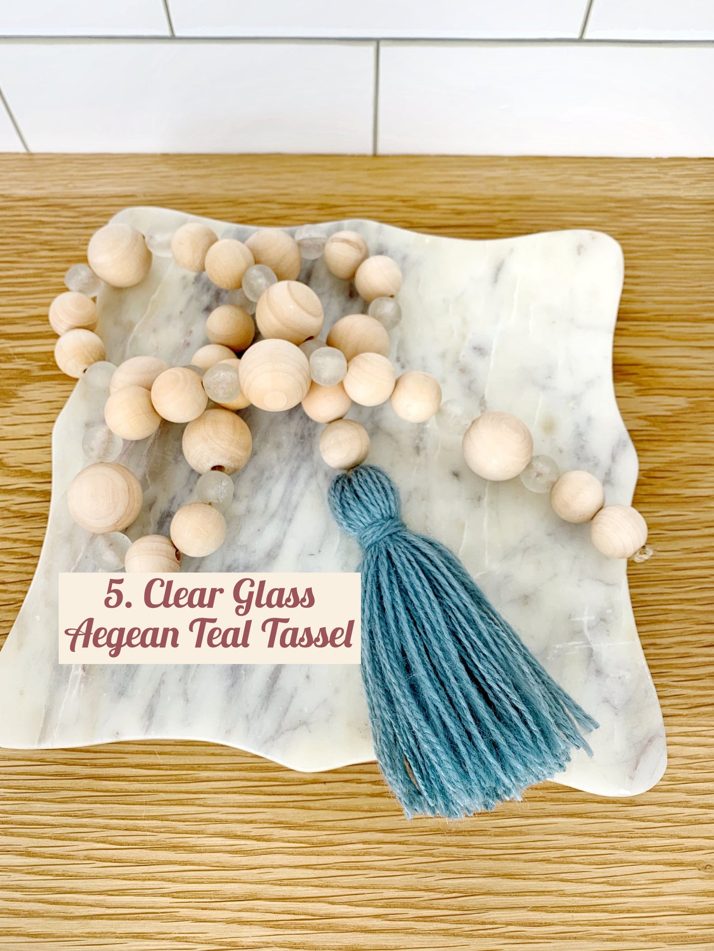 Wood+Glass Decor Bead Strands with Shades of Blue