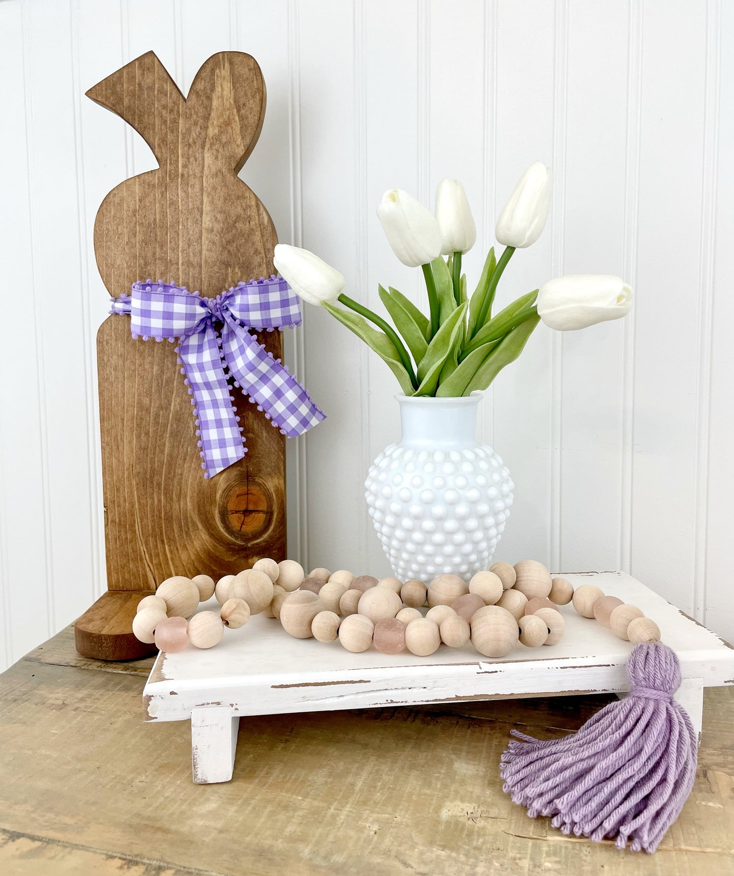 Wood+Glass Decor Bead Strands with Shades of Purple