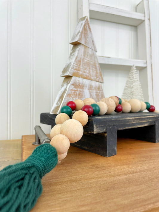 Holiday Mixed Wood Decor Bead Strand