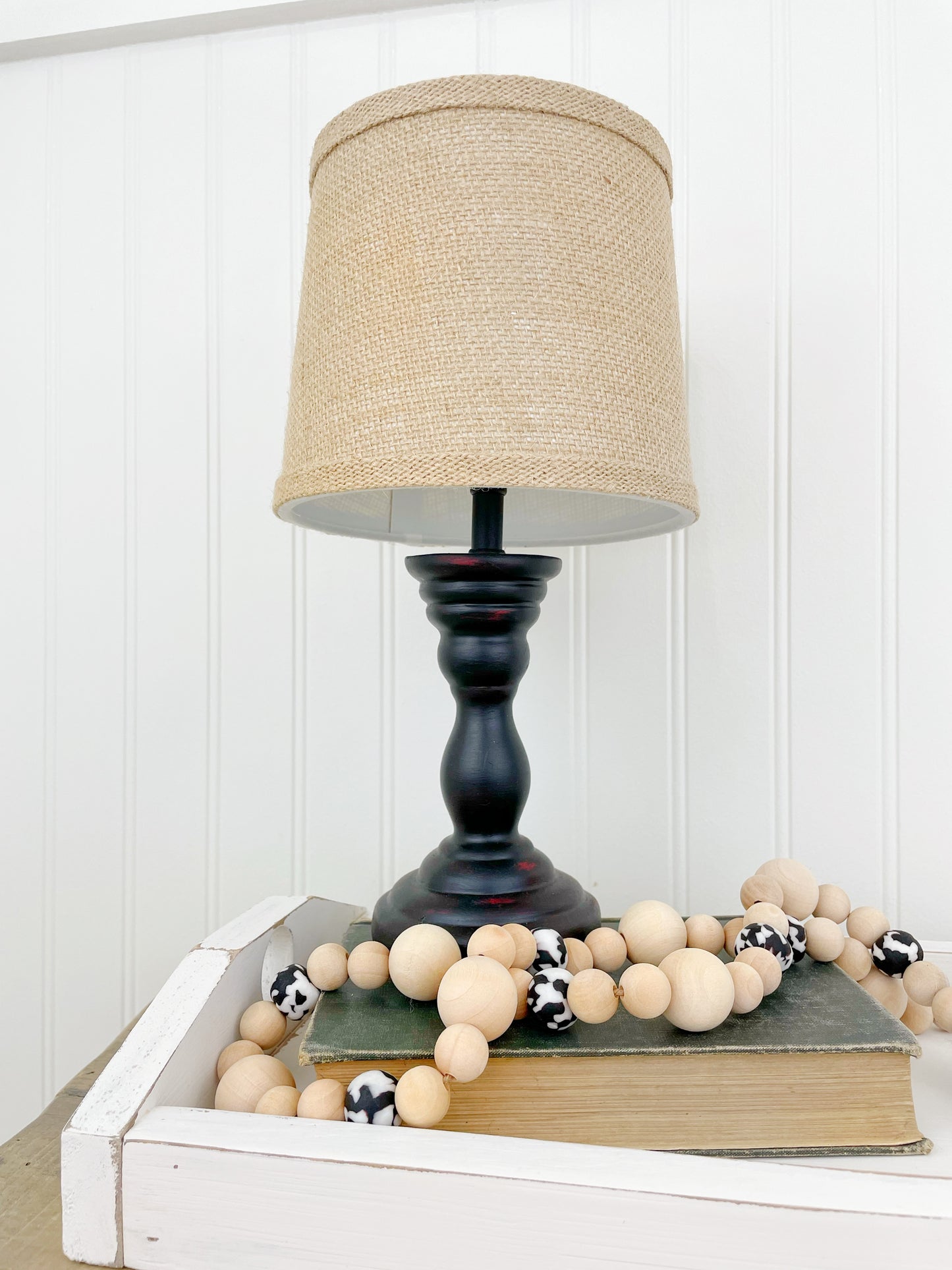 Wood+Glass Decor Bead Strands with Shades of Grey/Black