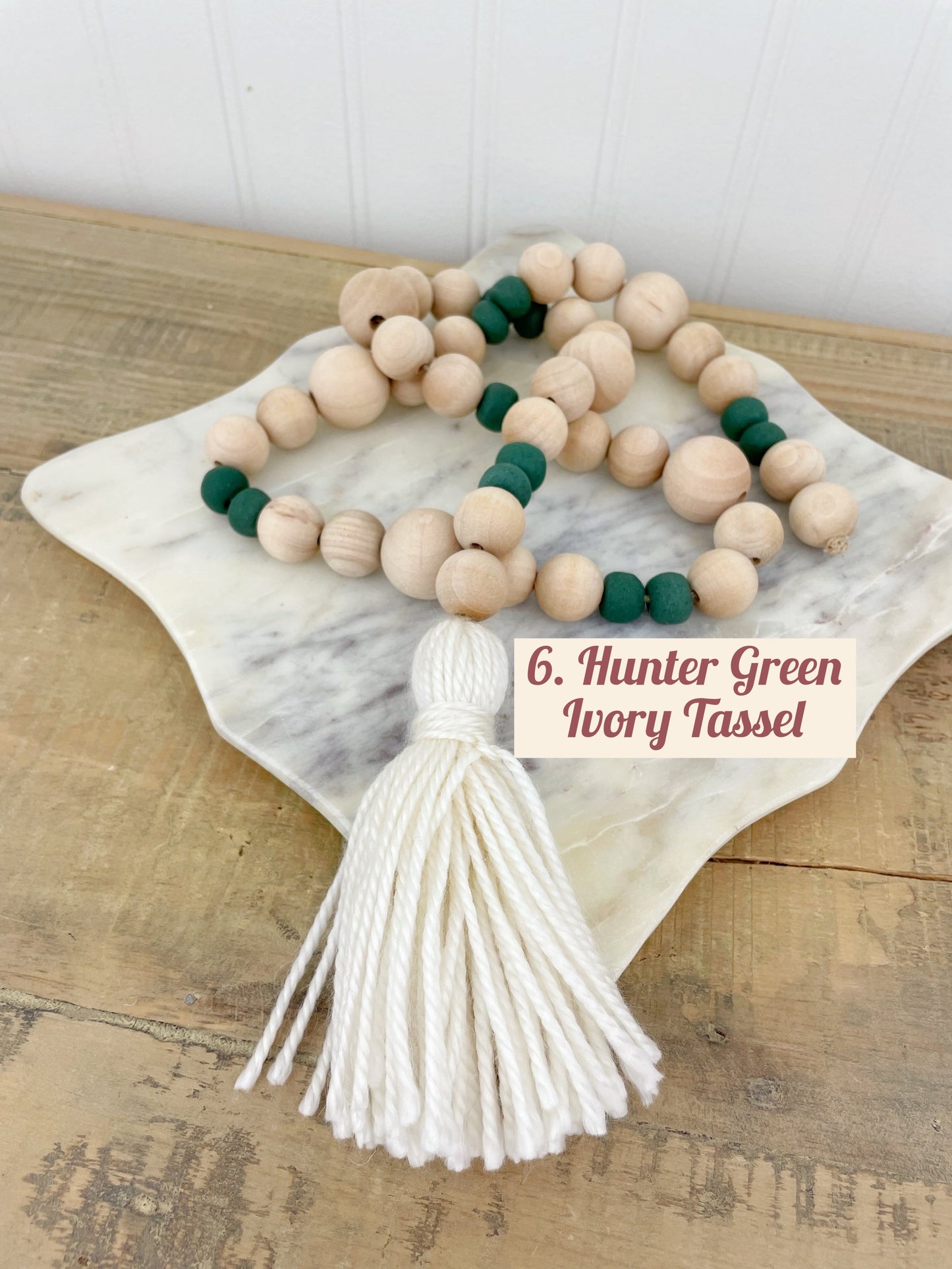 Wood+Glass Decor Bead Strands with Shades of Green