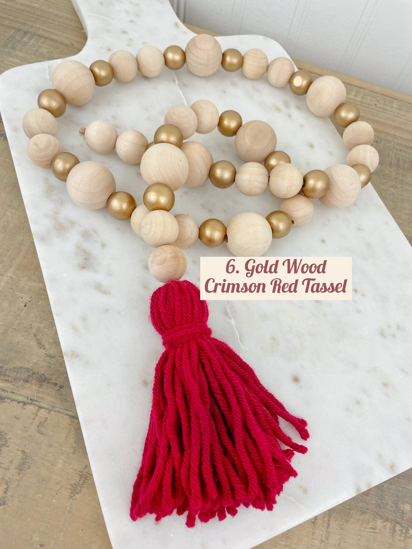 Holiday Mixed Wood Decor Bead Strand