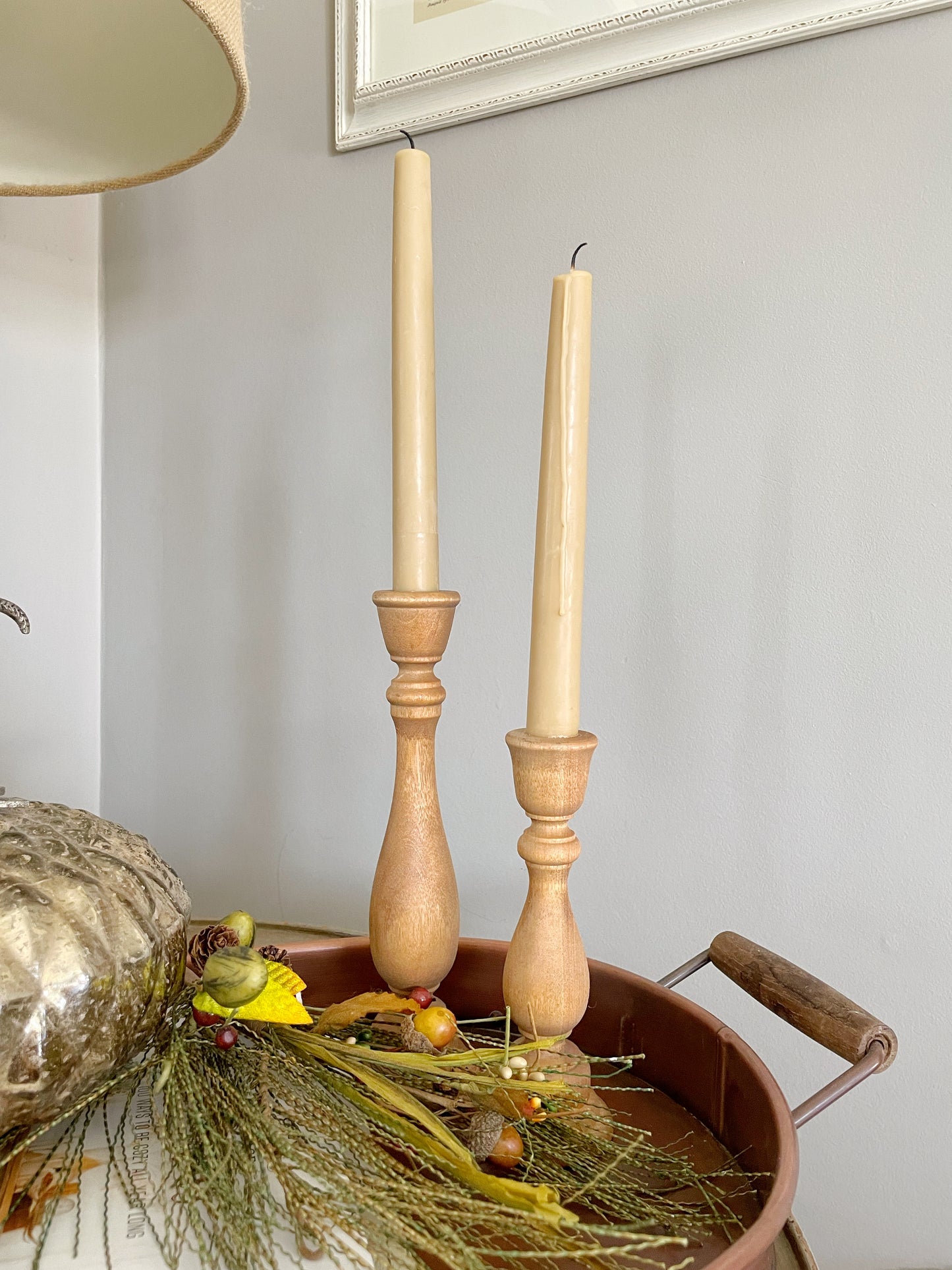 Set of 3 Wood Candlesticks