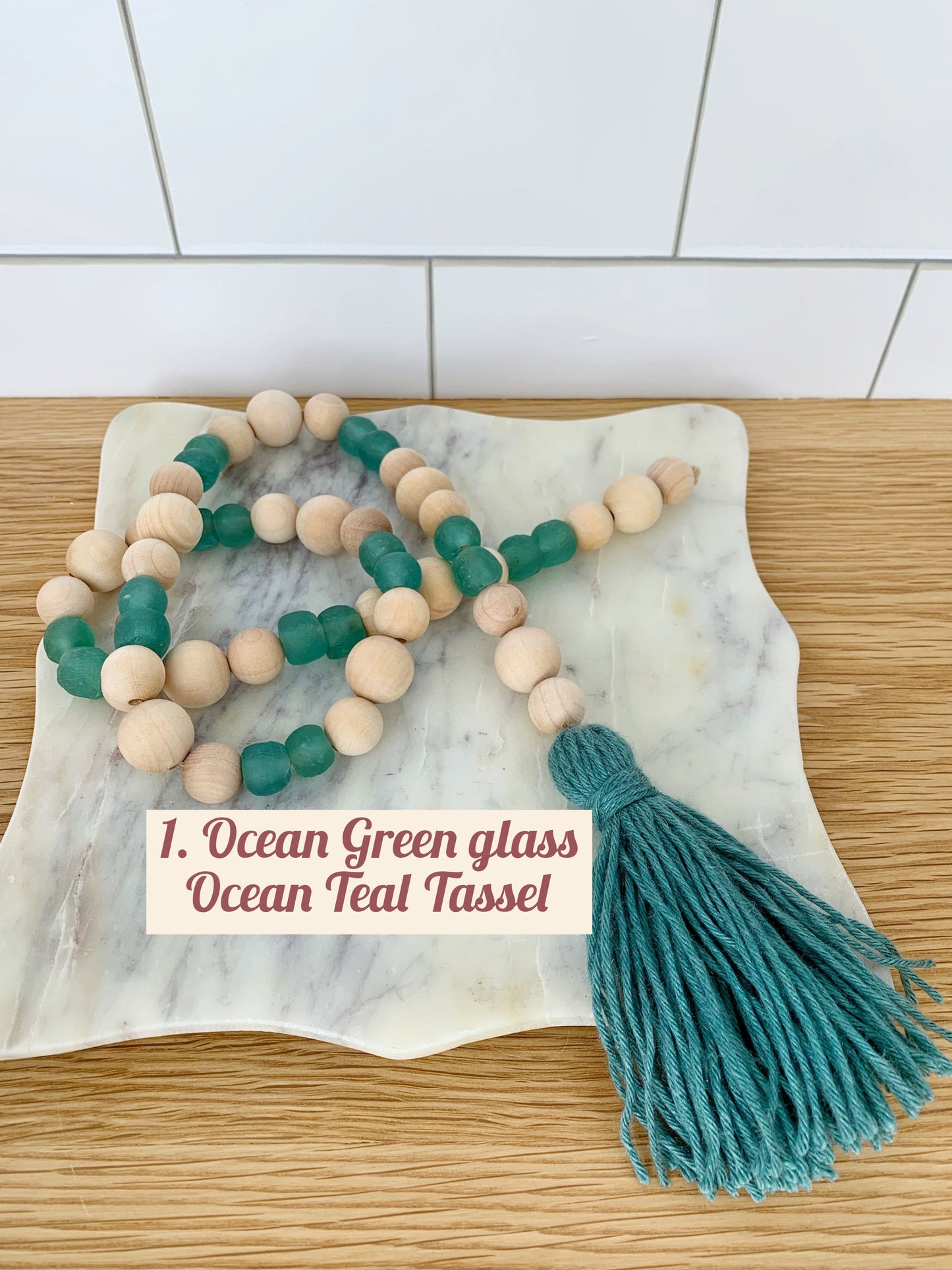 Wood+Glass Decor Bead Strands with Shades of Green