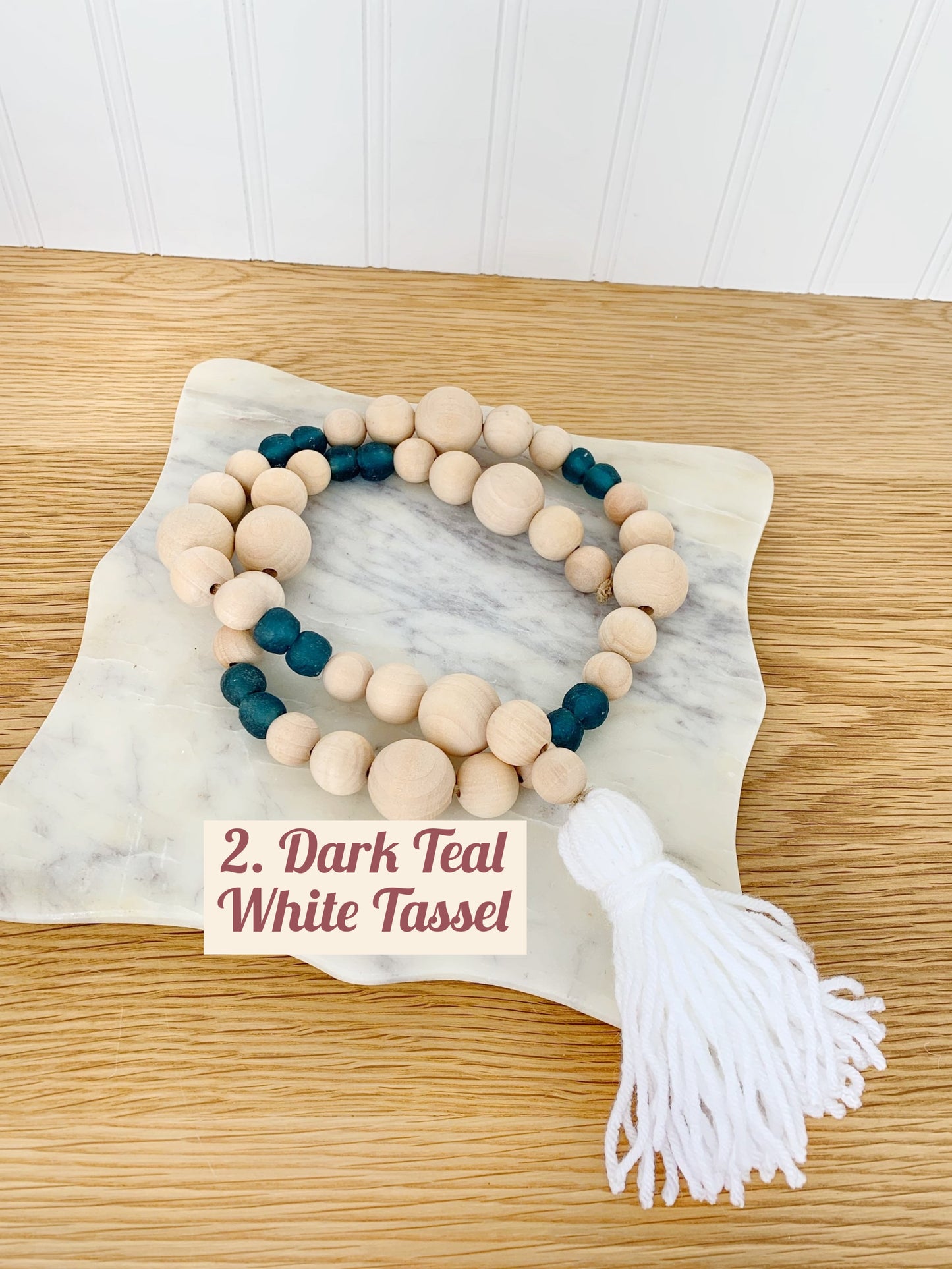 Wood+Glass Decor Bead Strands with Shades of Blue